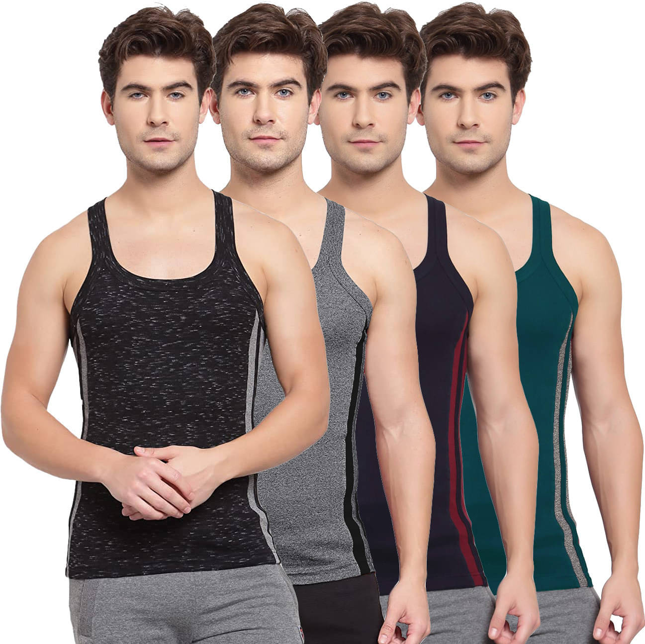 Amul comfy Pack of 4 Cotton Basic Vest For Men ( Multicolor ) Amul comfy Pack of 4 Cotton Basic Vest For Men ( Multicolor )