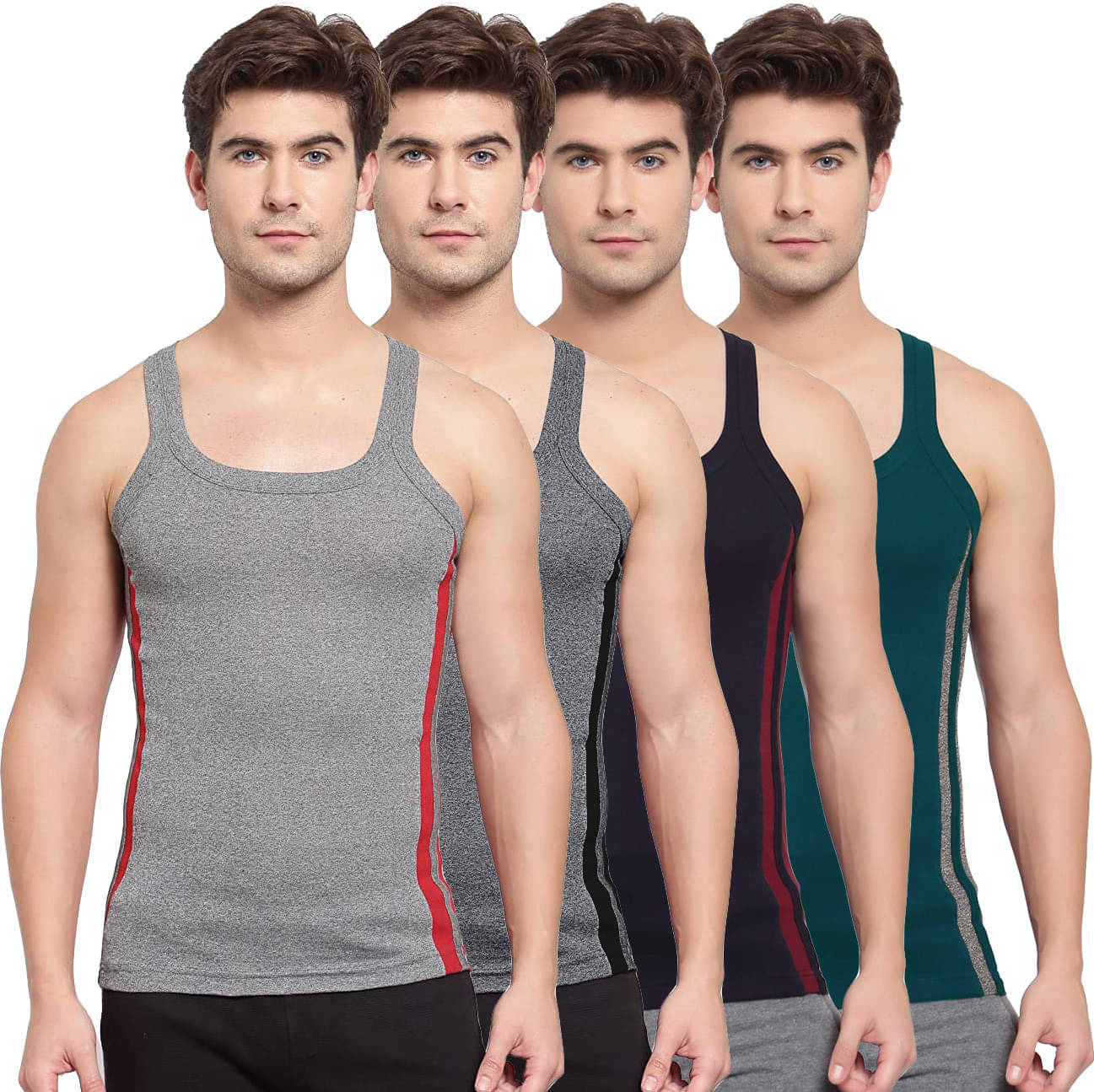 Amul comfy Pack of 4 Cotton Basic Vest For Men ( Multicolor ) Amul comfy Pack of 4 Cotton Basic Vest For Men ( Multicolor )