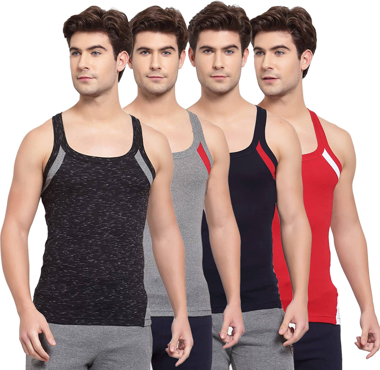 Amul comfy Pack of 4 Cotton Basic Vest For Men ( Multicolor ) Amul comfy Pack of 4 Cotton Basic Vest For Men ( Multicolor )