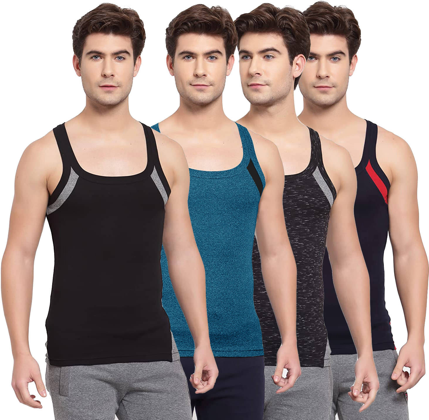 Amul comfy Pack of 4 Cotton Basic Vest For Men ( Multicolor ) Amul comfy Pack of 4 Cotton Basic Vest For Men ( Multicolor )
