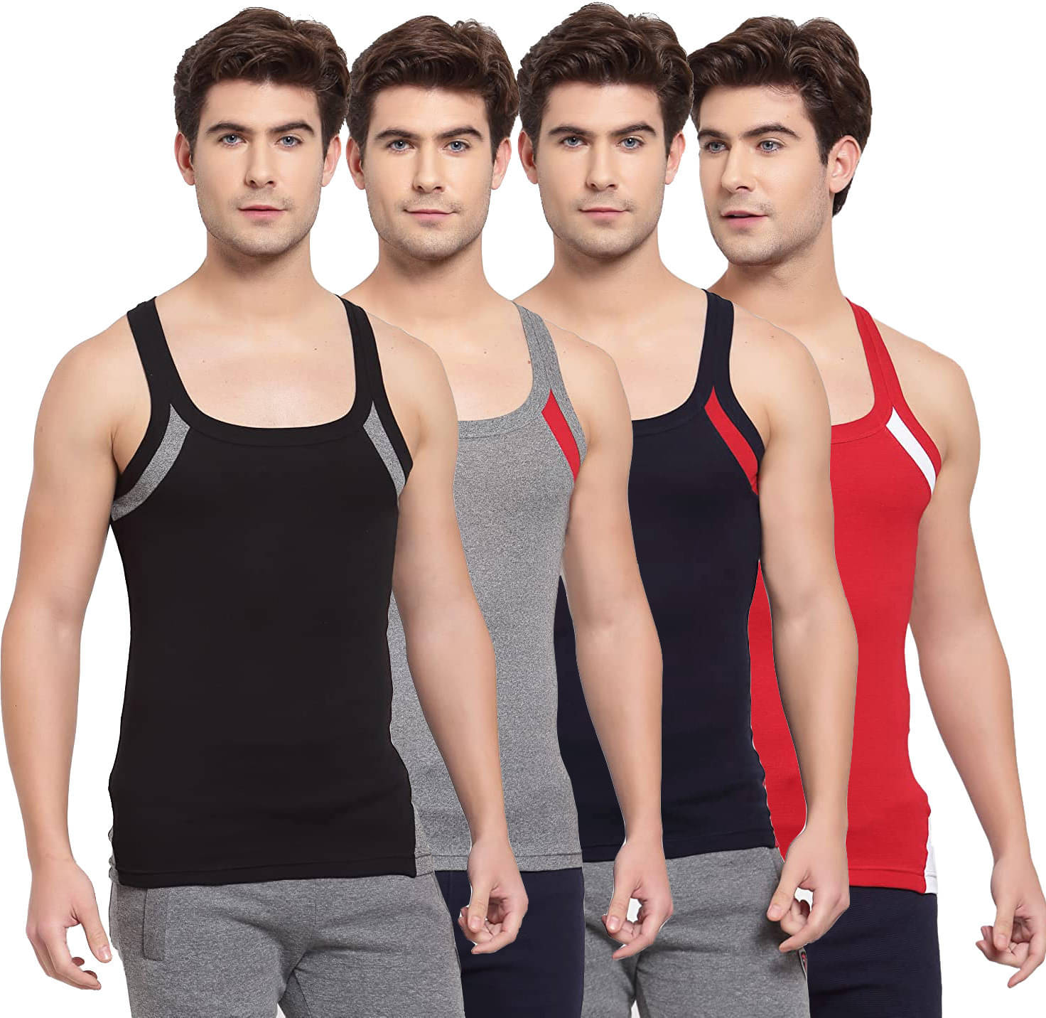 Amul comfy Pack of 4 Cotton Basic Vest For Men ( Multicolor ) Amul comfy Pack of 4 Cotton Basic Vest For Men ( Multicolor )
