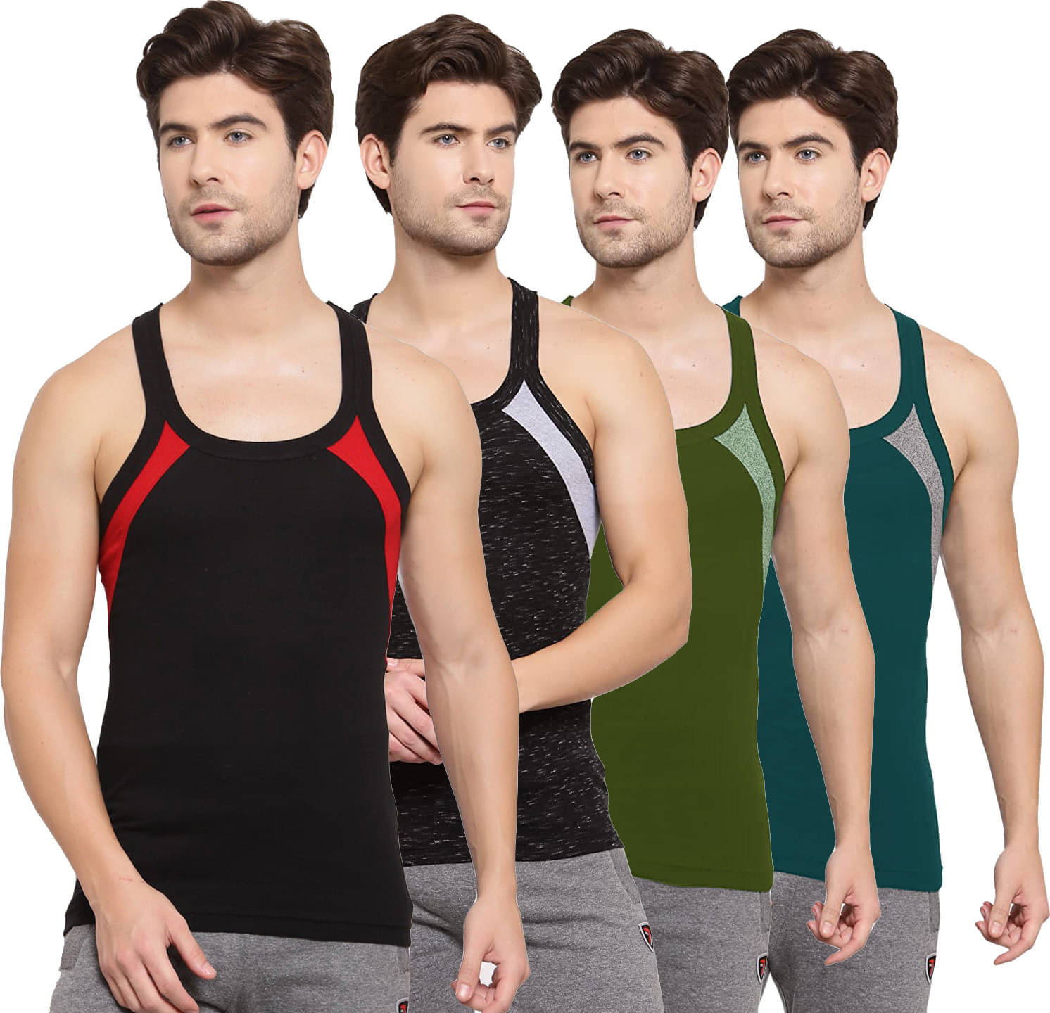     			Amul comfy Pack of 4 Cotton Basic Vest For Men ( Multicolor )