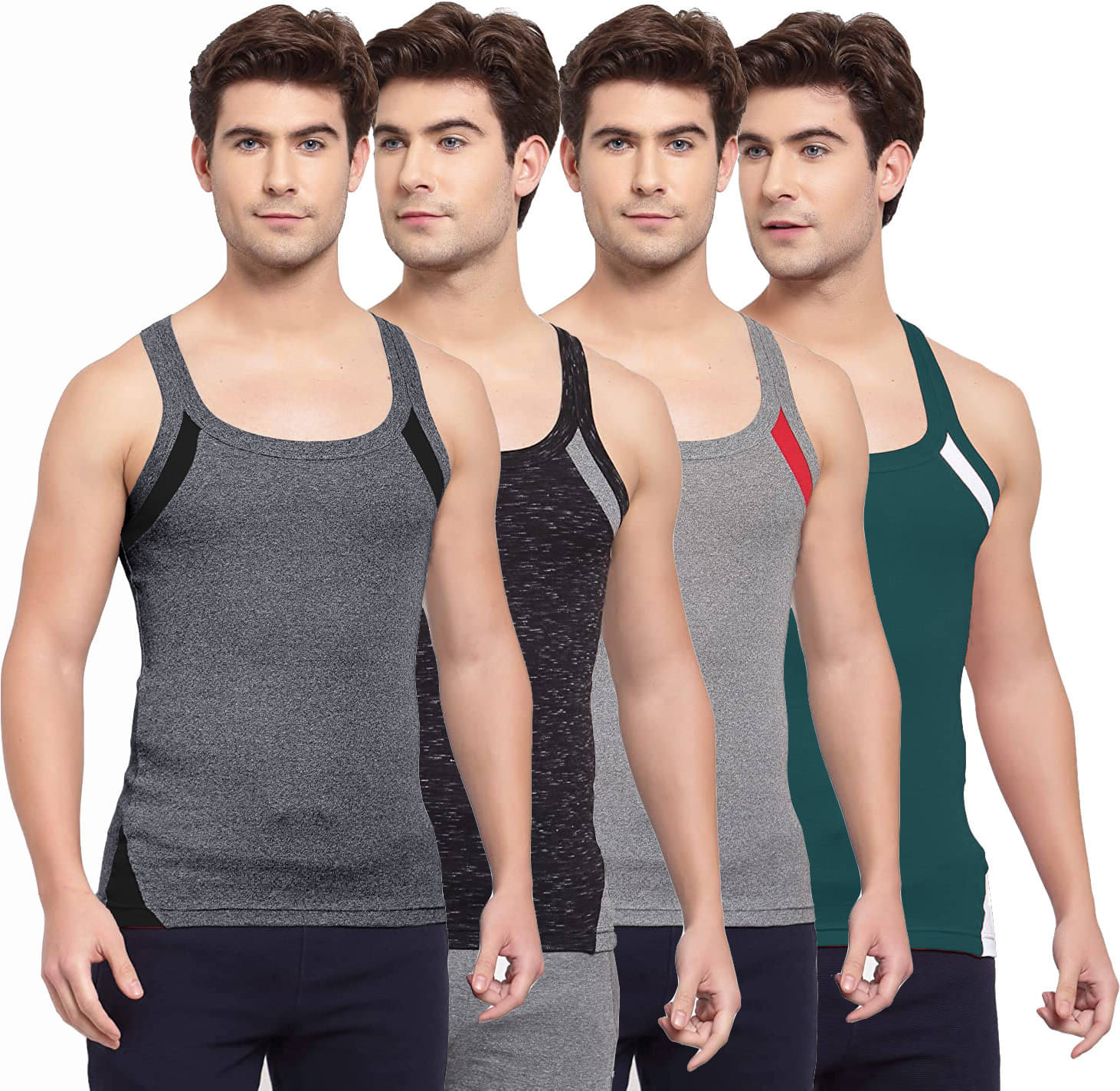 Amul comfy Pack of 4 Cotton Basic Vest For Men ( Multicolor ) Amul comfy Pack of 4 Cotton Basic Vest For Men ( Multicolor )