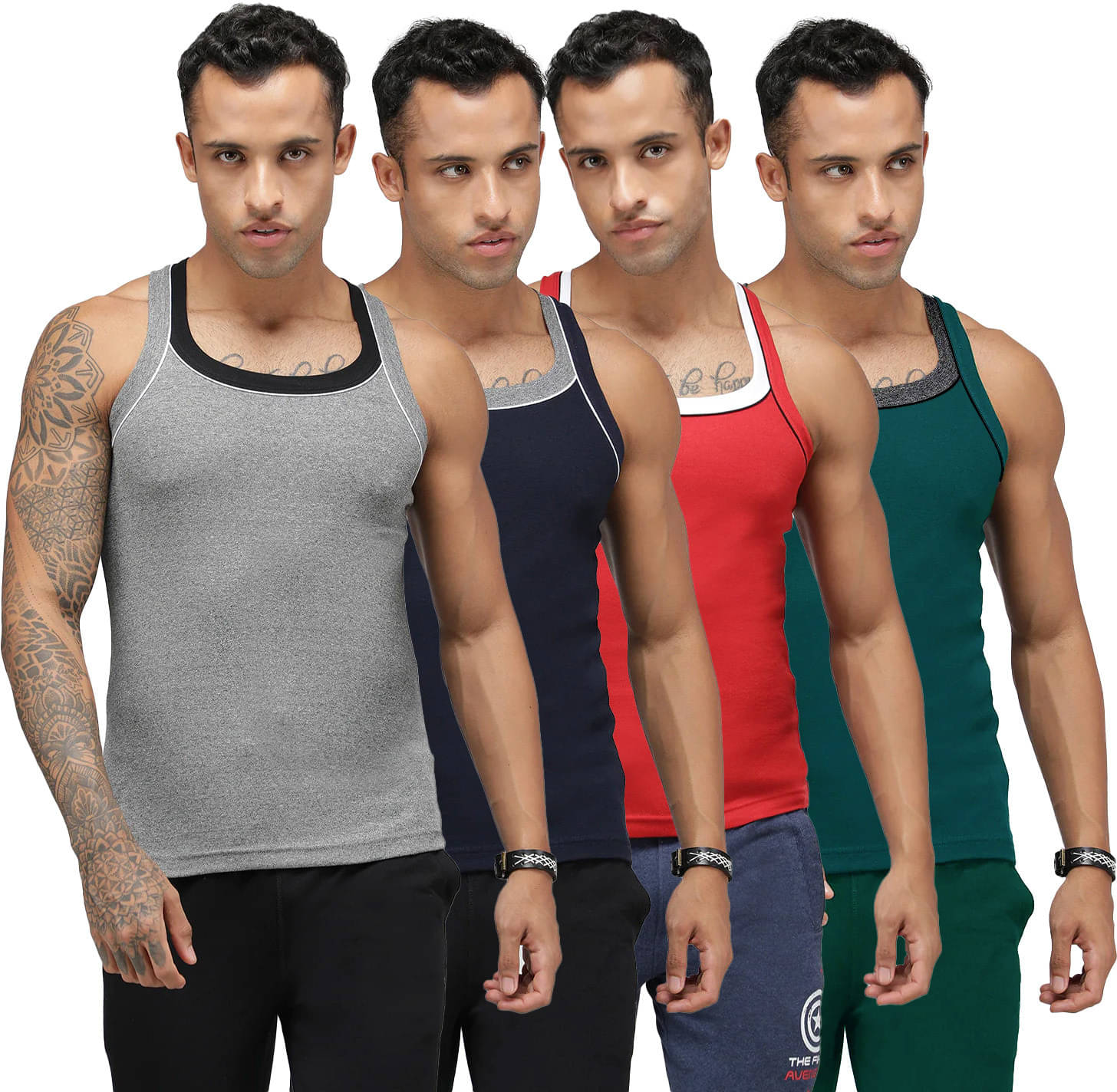     			Amul comfy Pack of 4 Cotton Basic Vest For Men ( Multicolor )