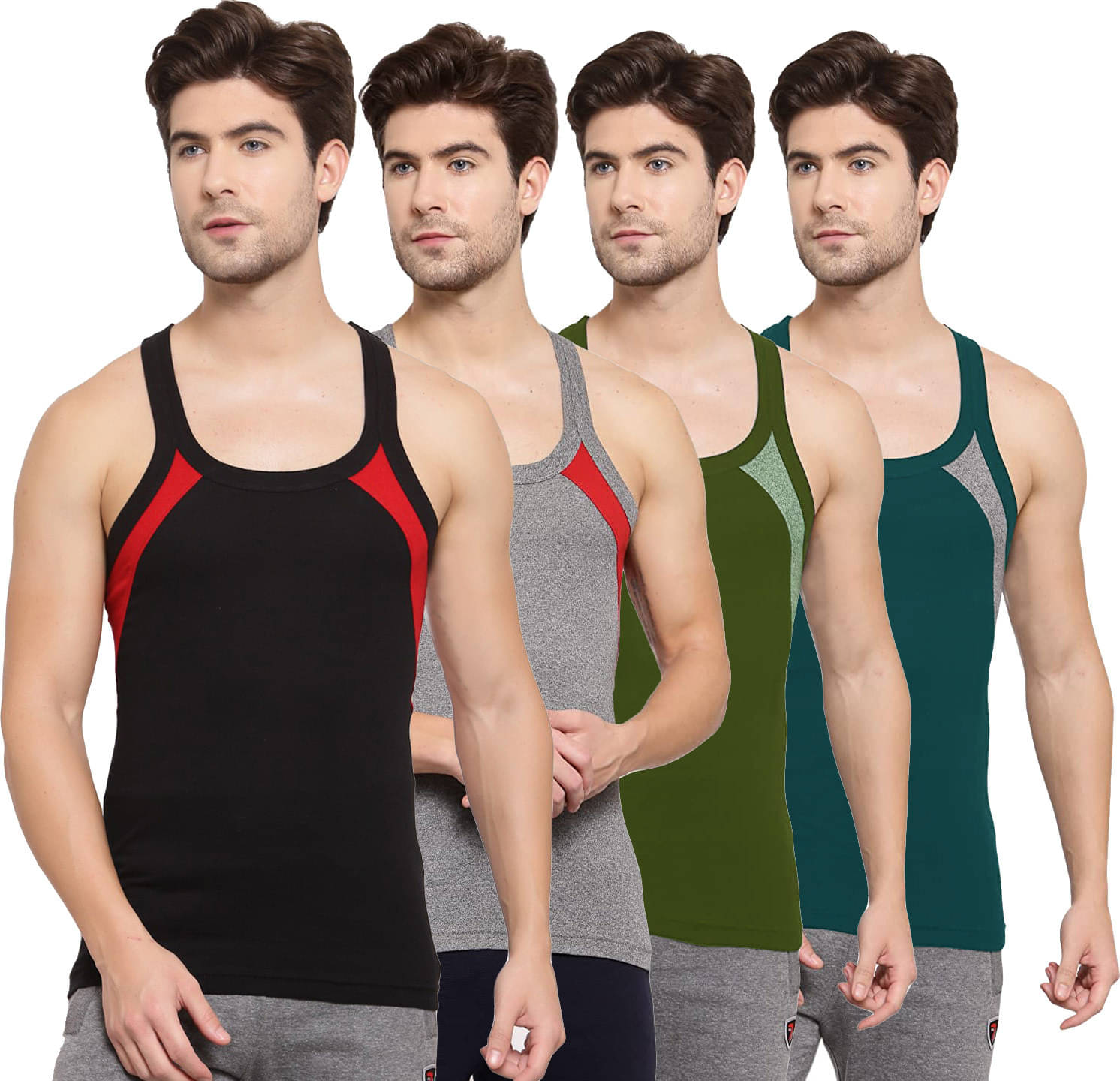 Amul comfy Pack of 4 Cotton Basic Vest For Men ( Multicolor ) Amul comfy Pack of 4 Cotton Basic Vest For Men ( Multicolor )