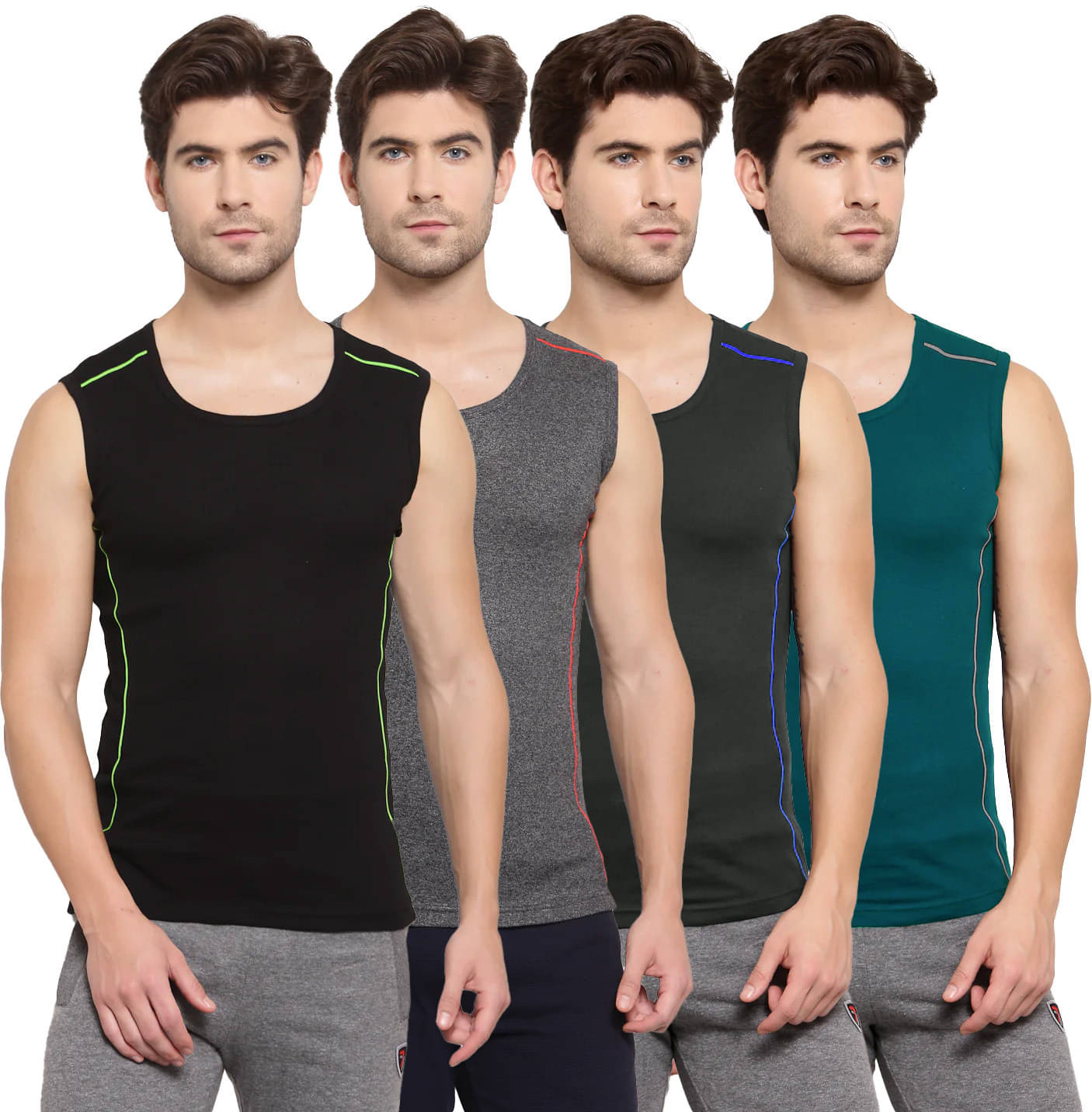 Amul comfy Pack of 4 Cotton Basic Vest For Men ( Multicolor ) Amul comfy Pack of 4 Cotton Basic Vest For Men ( Multicolor )