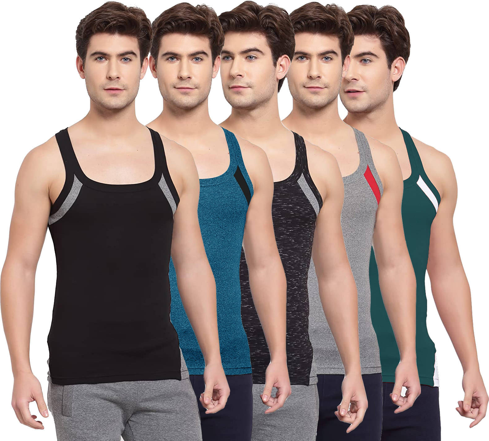 Amul comfy Pack of 5 Cotton Basic Vest For Men ( Multicolor ) Amul comfy Pack of 5 Cotton Basic Vest For Men ( Multicolor )