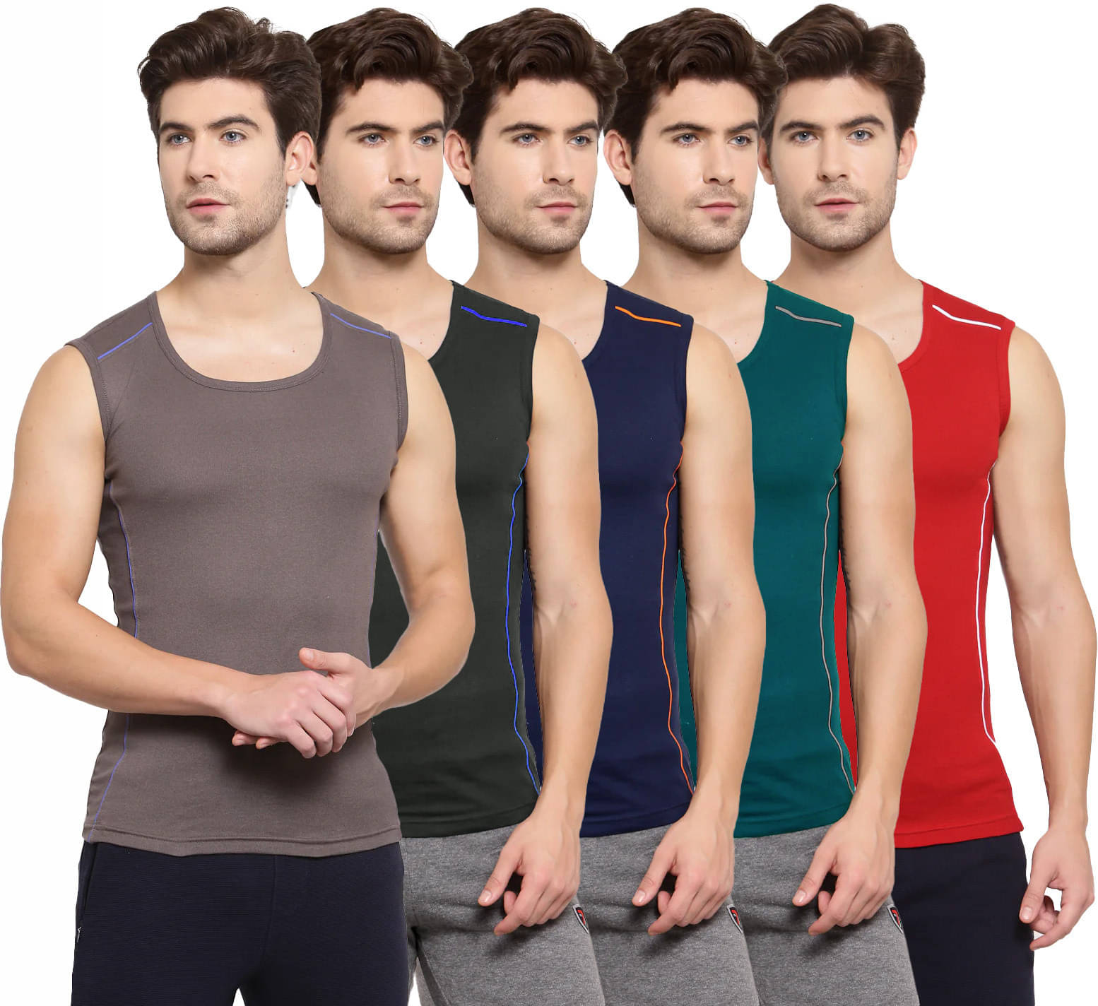 Amul comfy Pack of 5 Cotton Basic Vest For Men ( Multicolor ) Amul comfy Pack of 5 Cotton Basic Vest For Men ( Multicolor )