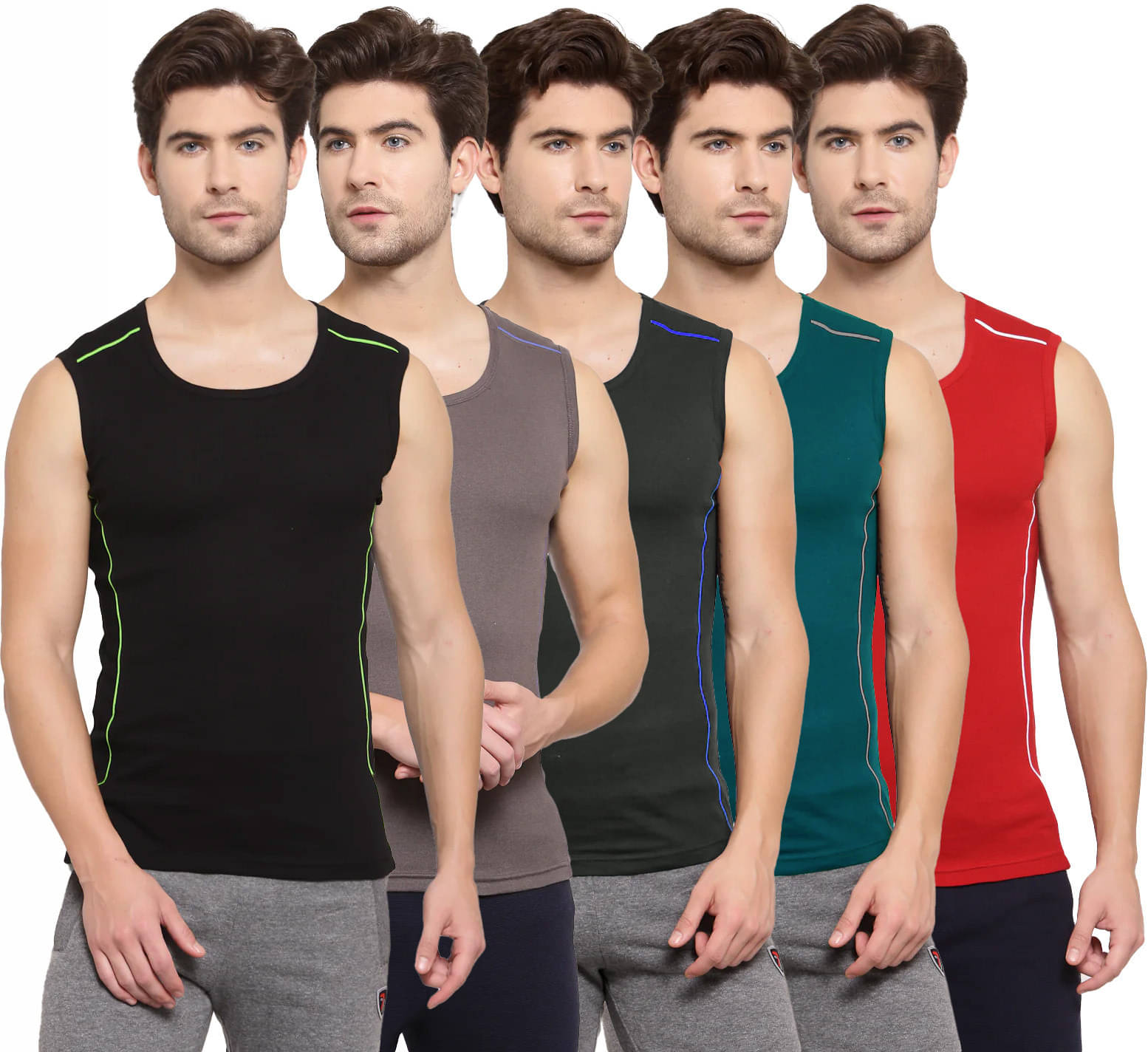 Amul comfy Pack of 5 Cotton Basic Vest For Men ( Multicolor ) Amul comfy Pack of 5 Cotton Basic Vest For Men ( Multicolor )