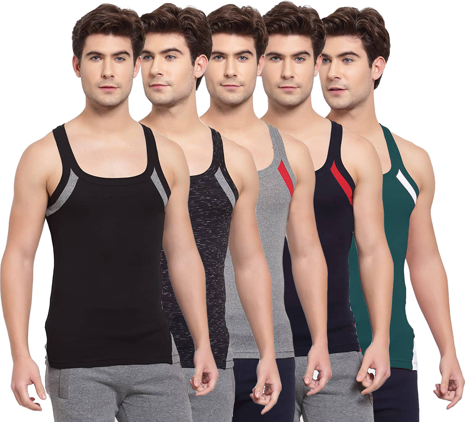 Amul comfy Pack of 5 Cotton Basic Vest For Men ( Multicolor ) Amul comfy Pack of 5 Cotton Basic Vest For Men ( Multicolor )