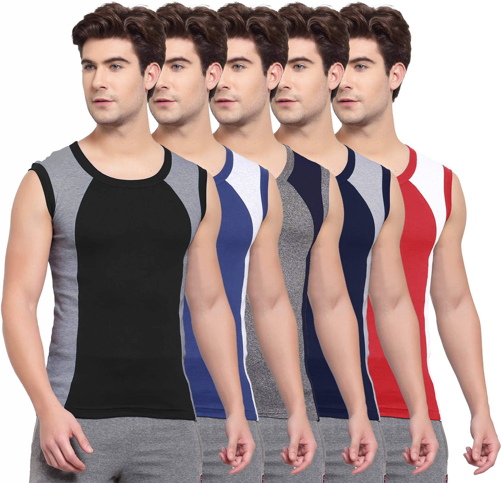 Amul comfy Pack of 5 Cotton Basic Vest For Men ( Multicolor ) Amul comfy Pack of 5 Cotton Basic Vest For Men ( Multicolor )