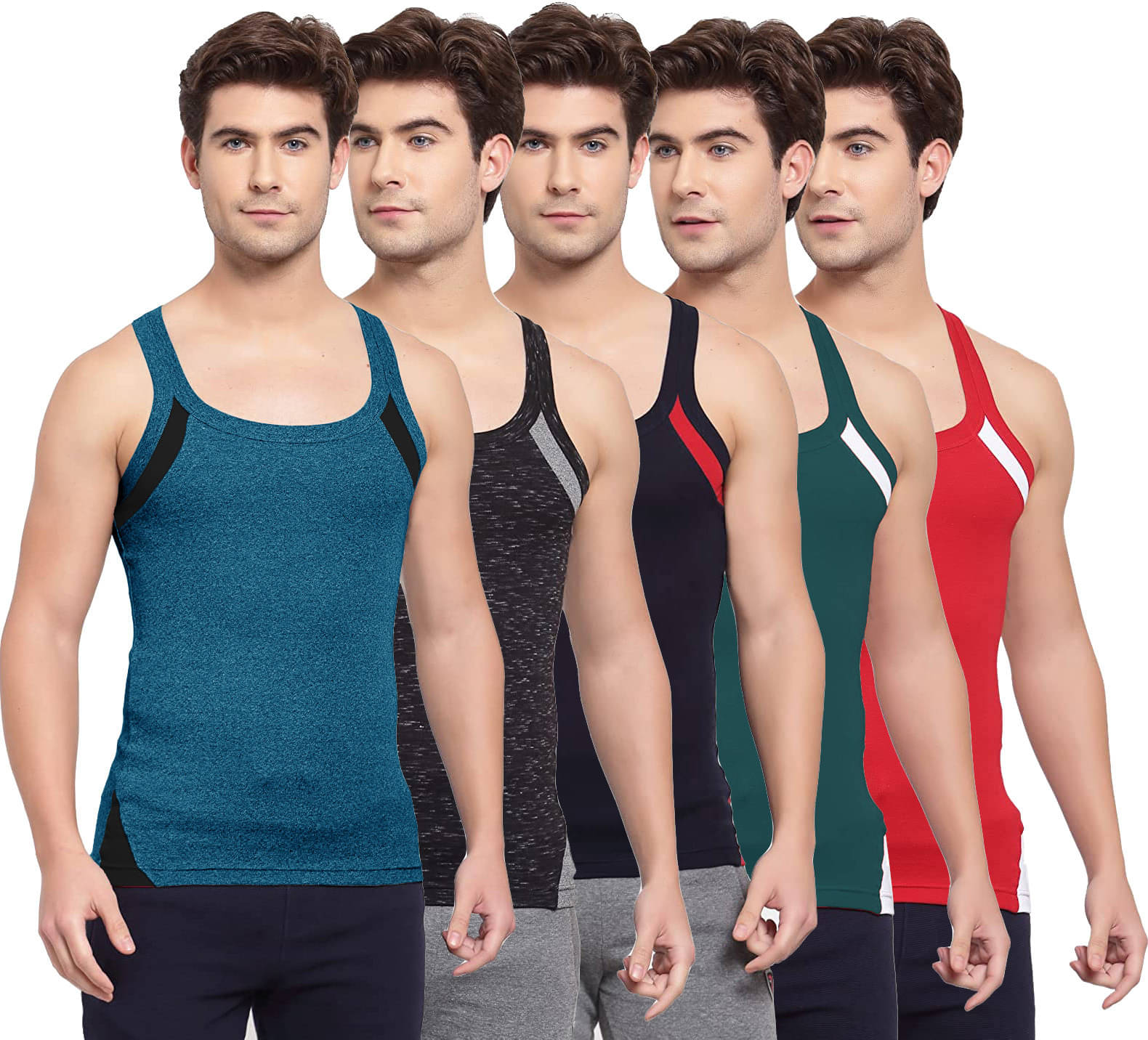     			Amul comfy Pack of 5 Cotton Basic Vest For Men ( Multicolor )