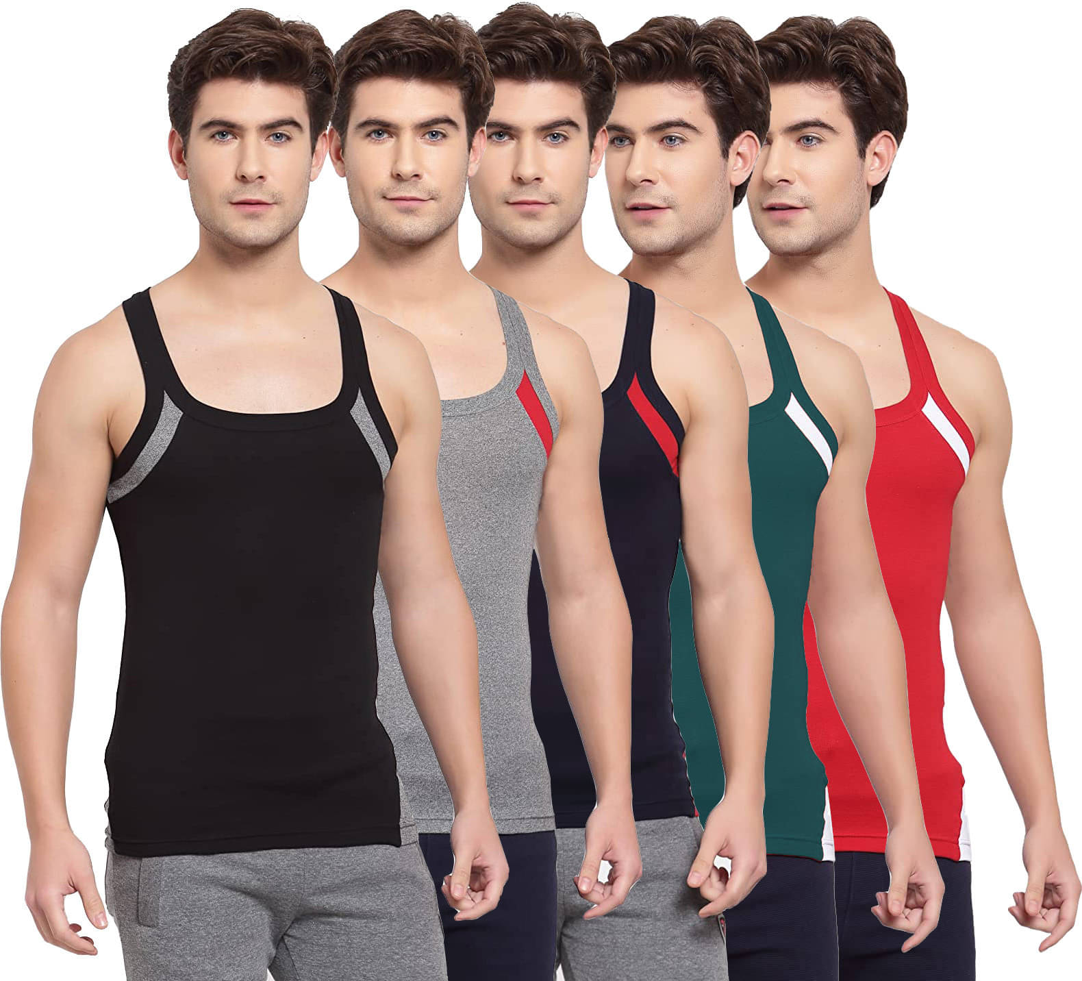 Amul comfy Pack of 5 Cotton Basic Vest For Men ( Multicolor ) Amul comfy Pack of 5 Cotton Basic Vest For Men ( Multicolor )