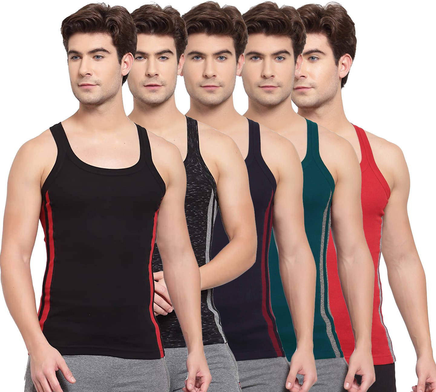 Amul comfy Pack of 5 Cotton Basic Vest For Men ( Multicolor ) Amul comfy Pack of 5 Cotton Basic Vest For Men ( Multicolor )