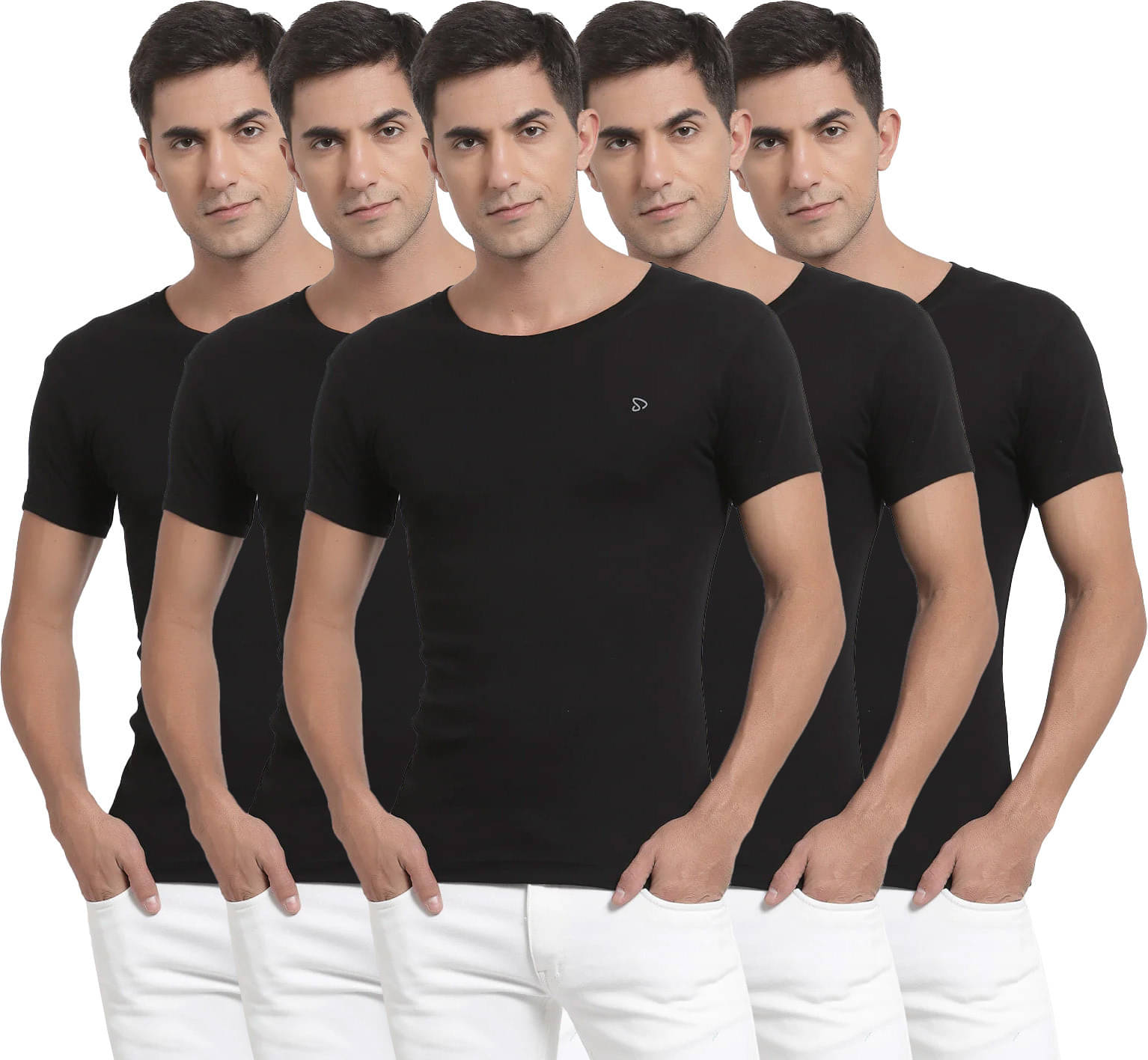 Amul comfy Pack of 5 Cotton Basic Vest For Men ( Black ) Amul comfy Pack of 5 Cotton Basic Vest For Men ( Black )