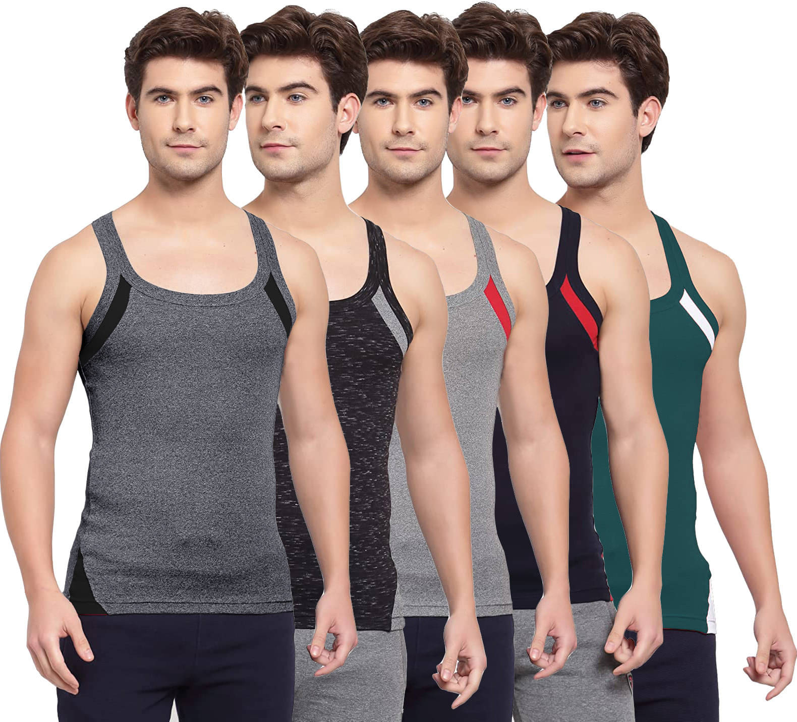     			Amul comfy Pack of 5 Cotton Basic Vest For Men ( Multicolor )