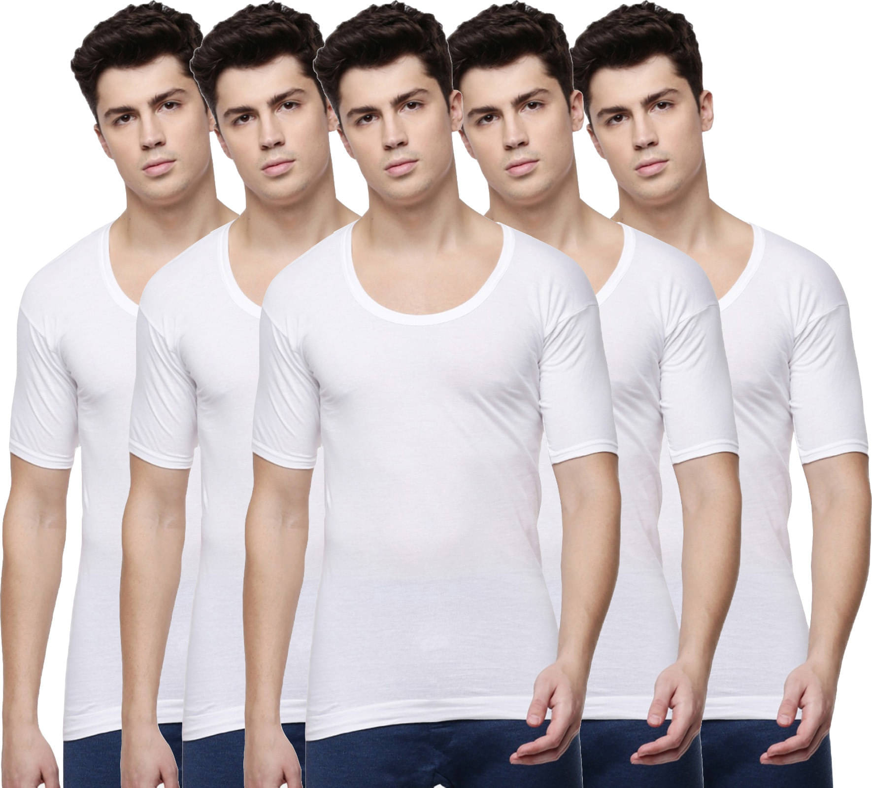 Amul comfy Pack of 5 Cotton Basic Vest For Men ( White ) Amul comfy Pack of 5 Cotton Basic Vest For Men ( White )