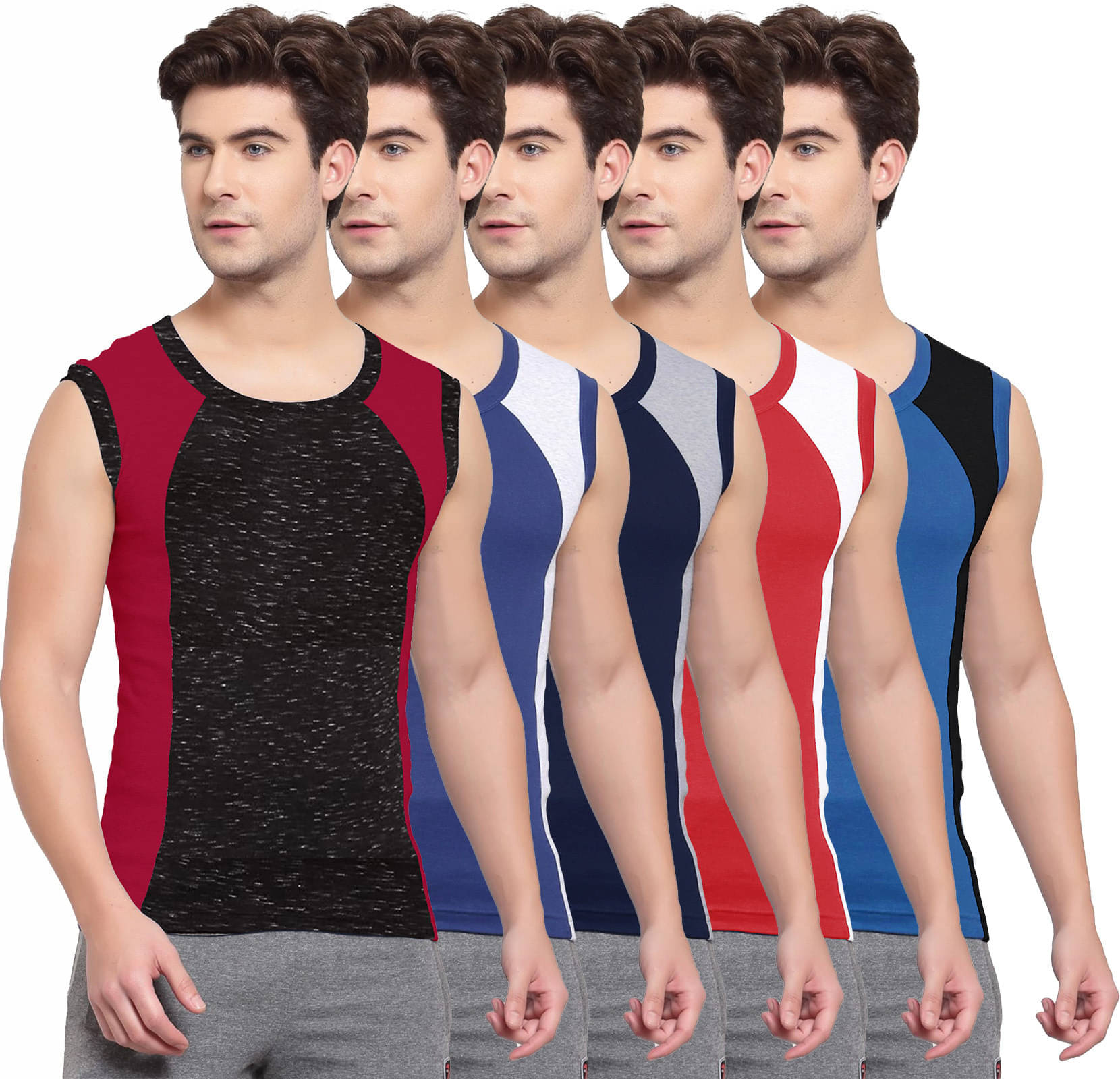 Amul comfy Pack of 5 Cotton Basic Vest For Men ( Multicolor ) Amul comfy Pack of 5 Cotton Basic Vest For Men ( Multicolor )