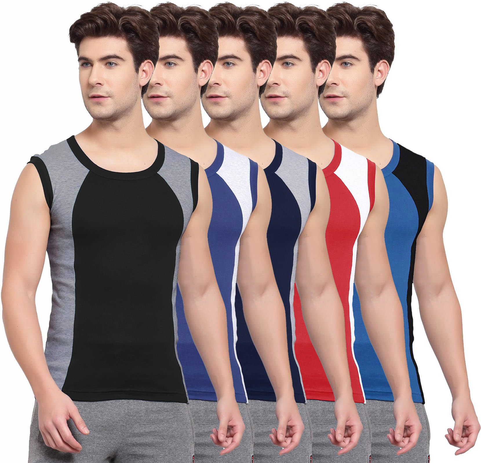 Amul comfy Pack of 5 Cotton Basic Vest For Men ( Multicolor ) Amul comfy Pack of 5 Cotton Basic Vest For Men ( Multicolor )