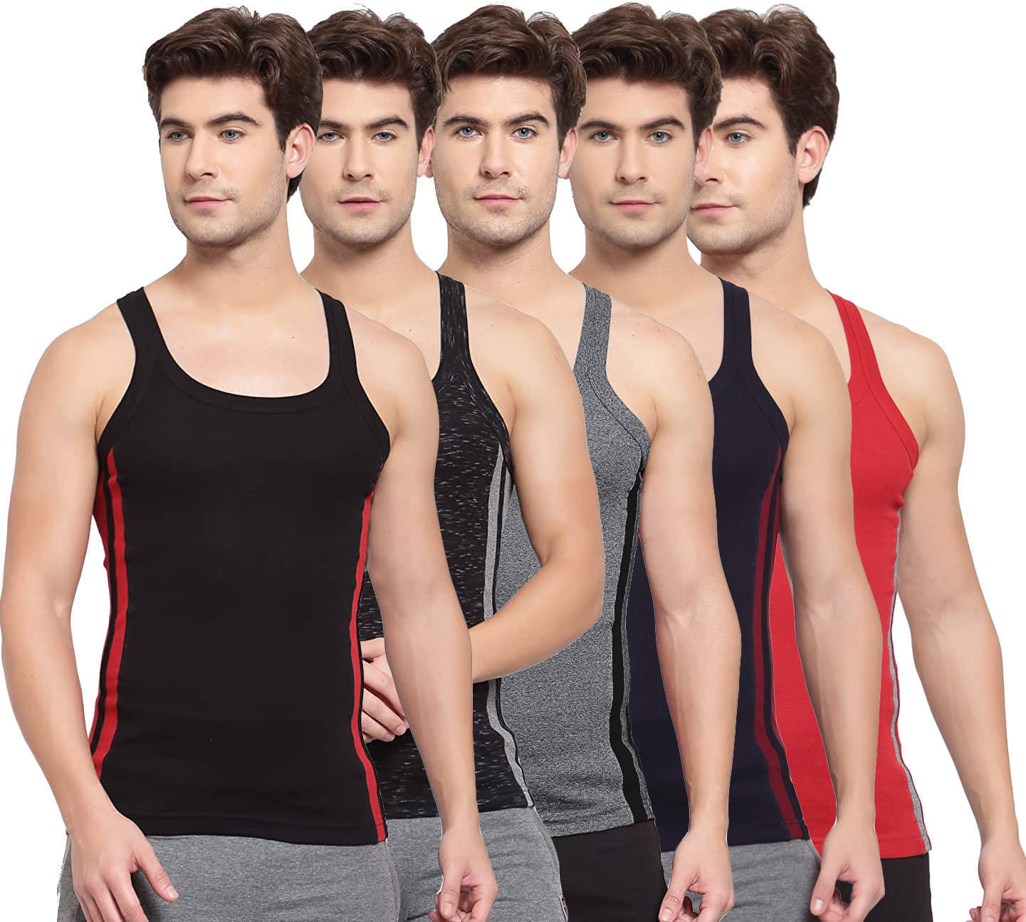     			Amul comfy Pack of 5 Cotton Basic Vest For Men ( Multicolor )