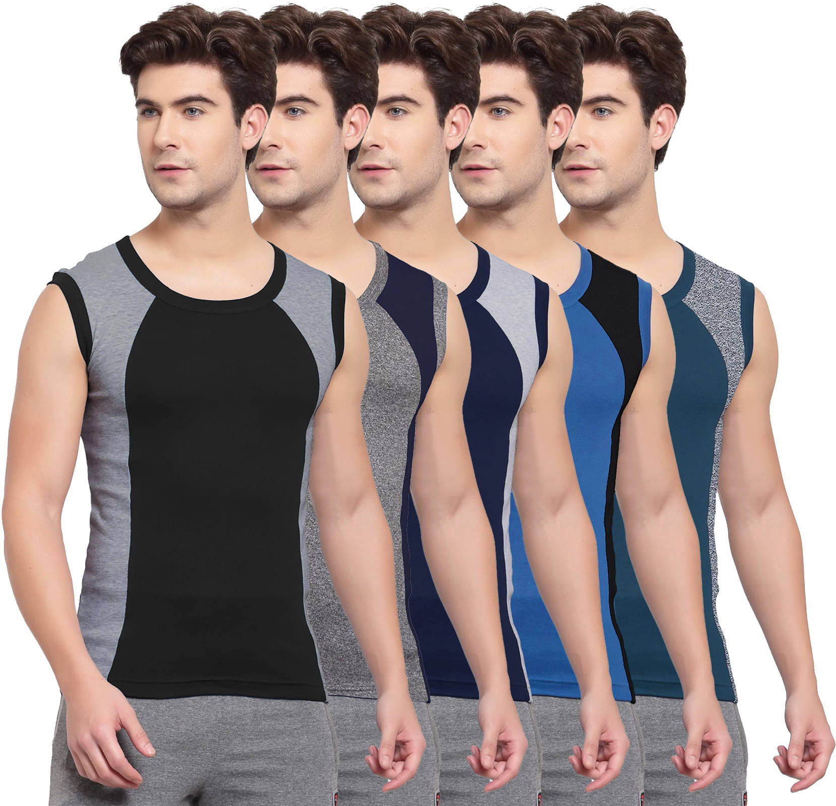 Amul comfy Pack of 5 Cotton Basic Vest For Men ( Multicolor ) Amul comfy Pack of 5 Cotton Basic Vest For Men ( Multicolor )