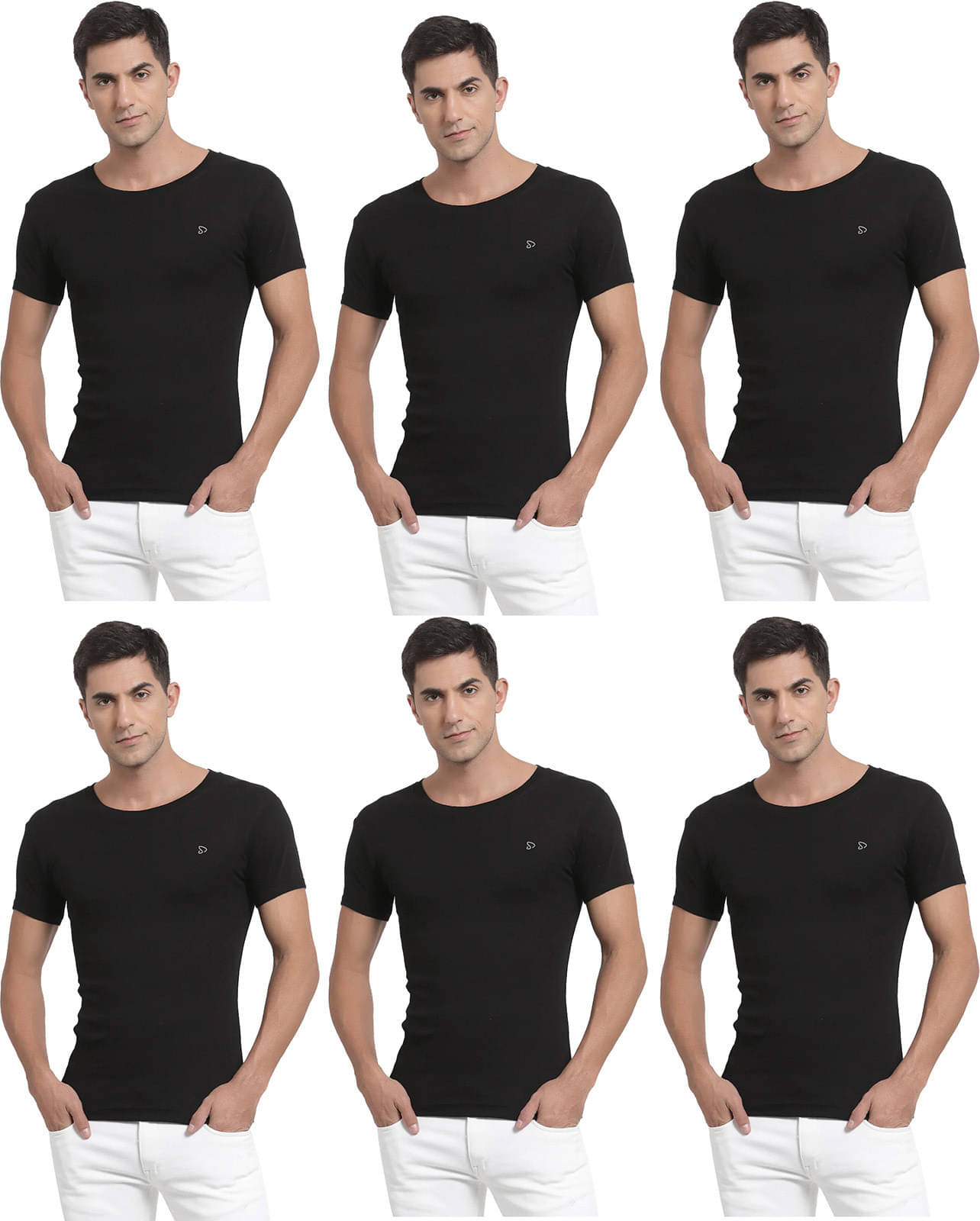 Amul comfy Pack of 6 Cotton Basic Vest For Men ( Black ) Amul comfy Pack of 6 Cotton Basic Vest For Men ( Black )