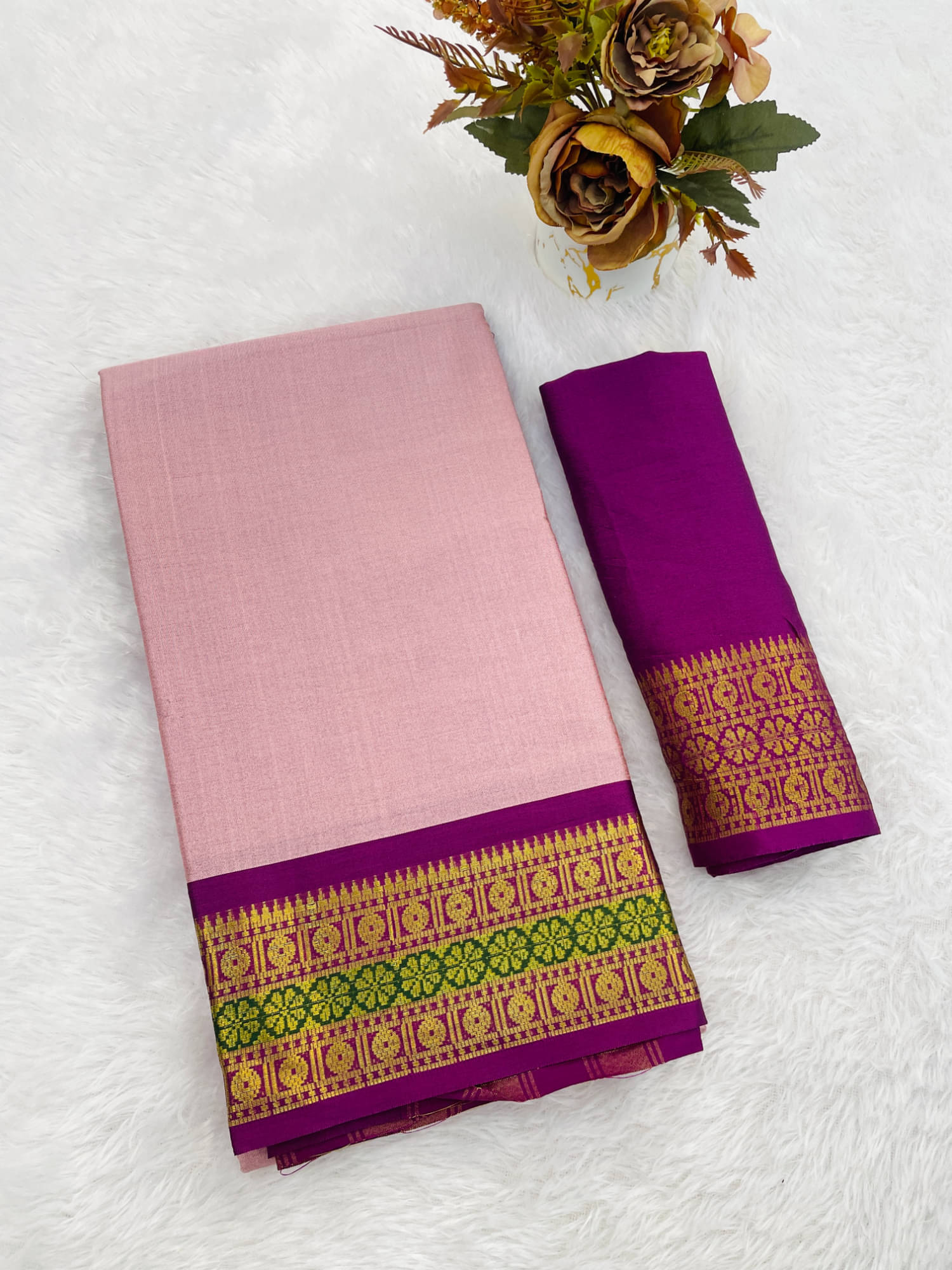     			Apnisha Cotton Blend Woven Paithani Sarees With Unstitched Blouse Piece ( Peach )