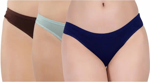     			Bebron Pack of 3 Cotton Lycra Thongs For Women ( Multi Color )