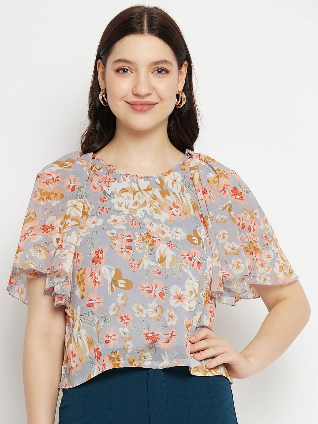     			Bitterlime Women's Polyester Crop Top ( Grey )