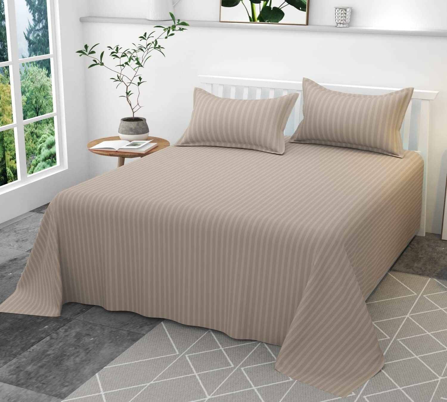     			DOMES FAB Satin 1 Double Bedsheet with 2 Pillow Covers ( Beige )