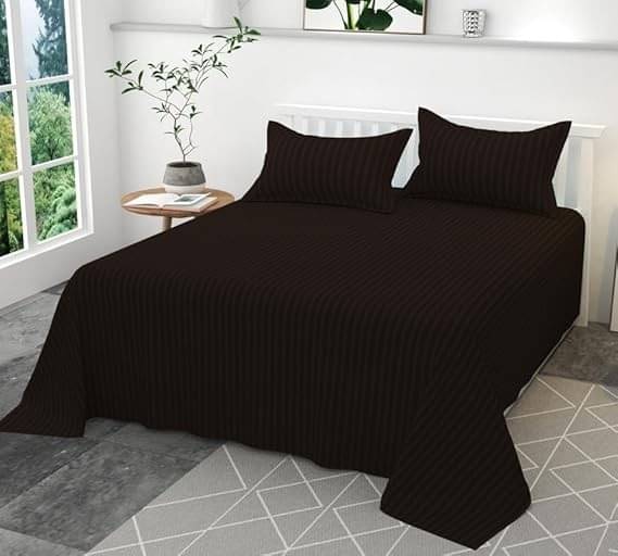     			DOMES FAB Satin 1 Double Queen Bedsheet with 2 Pillow Covers ( Brown )