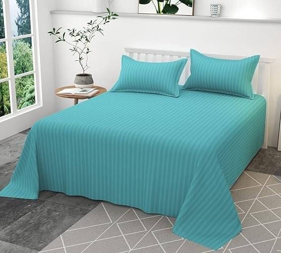     			DOMES FAB Satin 1 Double Queen Bedsheet with 2 Pillow Covers ( Blue )