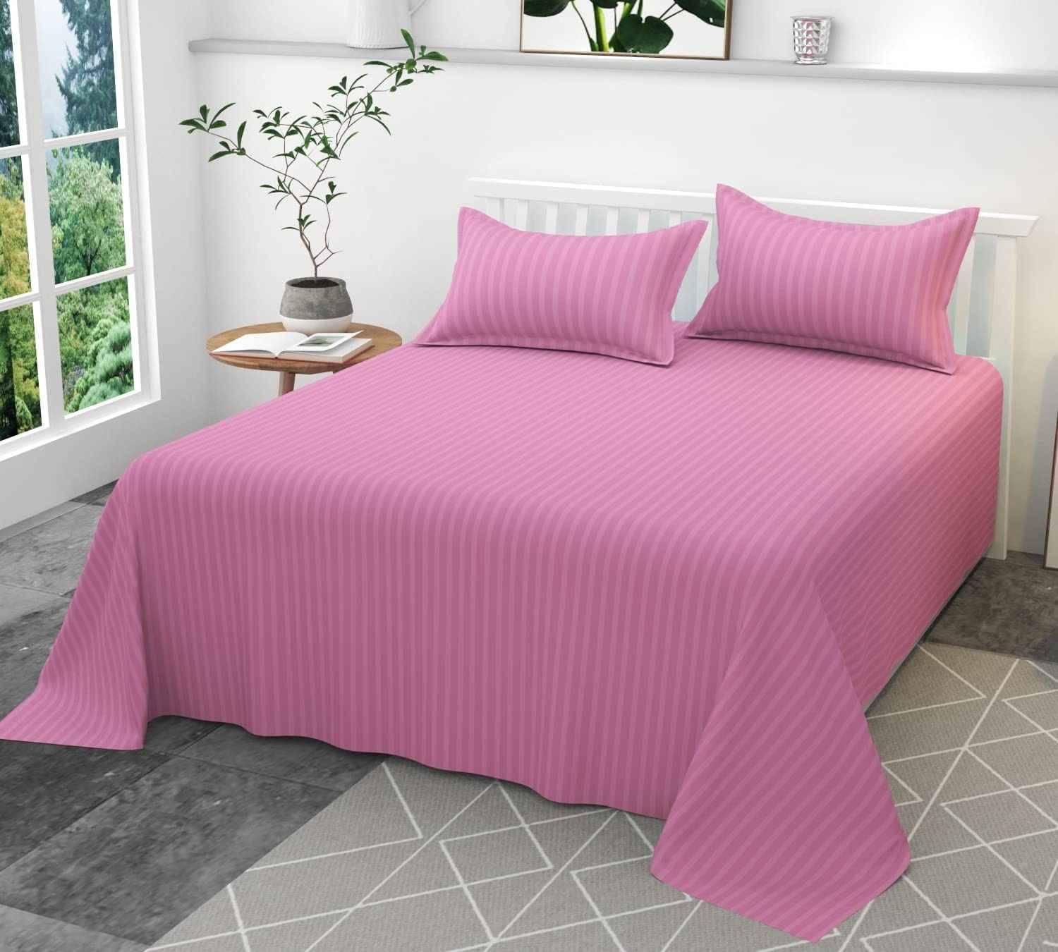     			DOMES FAB Satin 1 Double Queen Bedsheet with 2 Pillow Covers ( Pink )