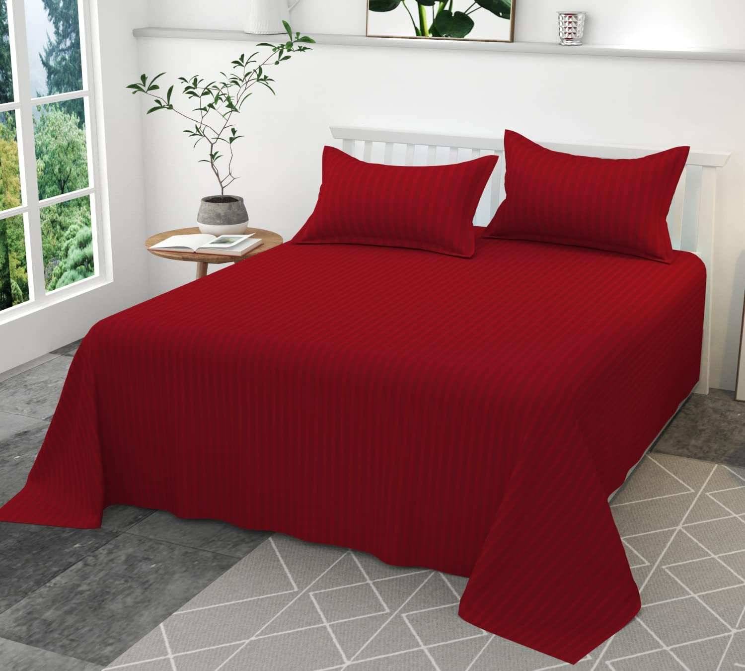 DOMES FAB Satin 1 Double Queen Bedsheet with 2 Pillow Covers ( Maroon ) DOMES FAB Satin 1 Double Queen Bedsheet with 2 Pillow Covers ( Maroon )