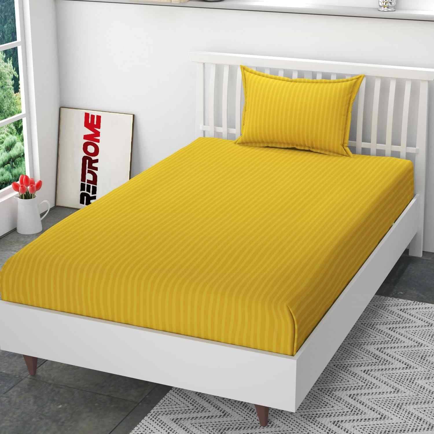 DOMES FAB Satin 1 Single Bedsheet with 1 Pillow Cover ( Yellow ) DOMES FAB Satin 1 Single Bedsheet with 1 Pillow Cover ( Yellow )
