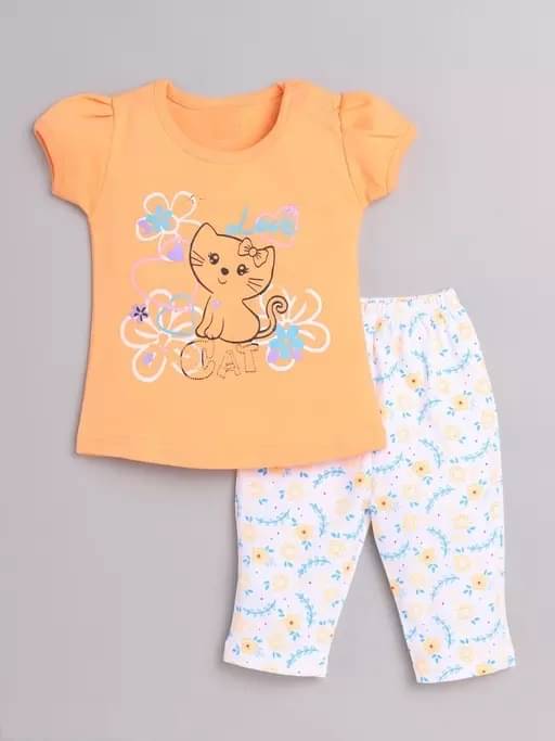     			JENNY GARMENT Pack of 1 Baby Girls Hosiery T-shirt & Pants ( Peach )