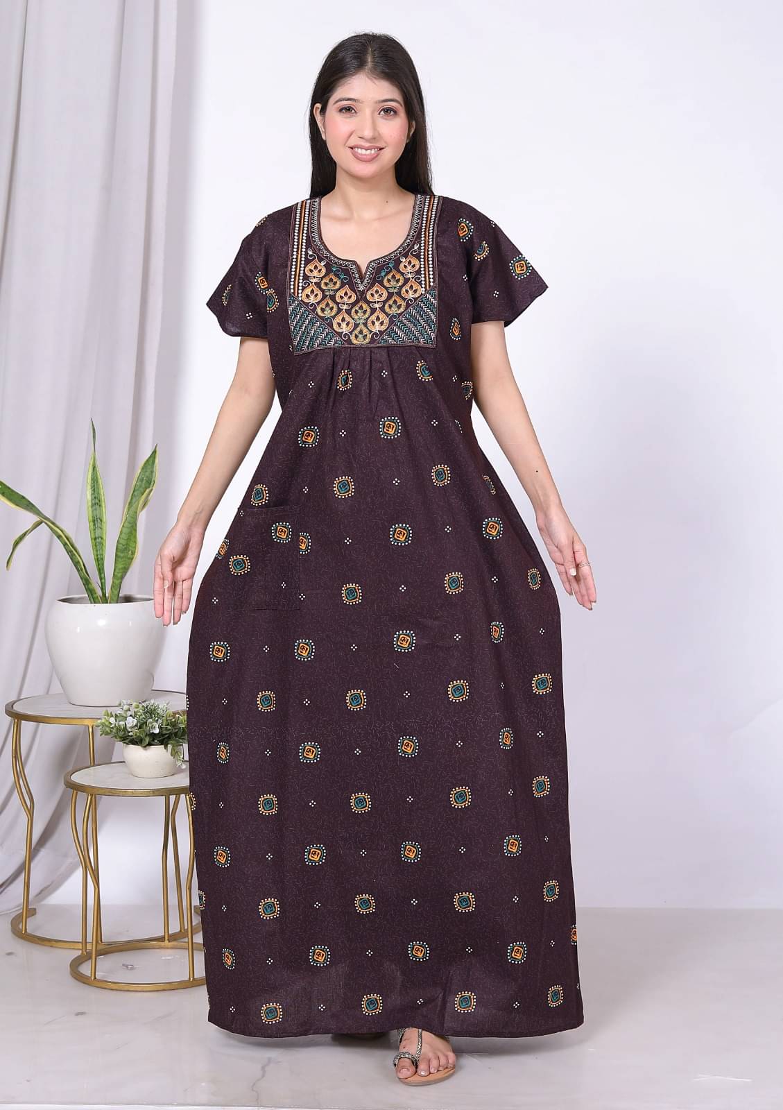     			K.D.PRINTS Multi Color Cotton Women's Nightwear Nighty & Night Gowns ( Pack of 1 )