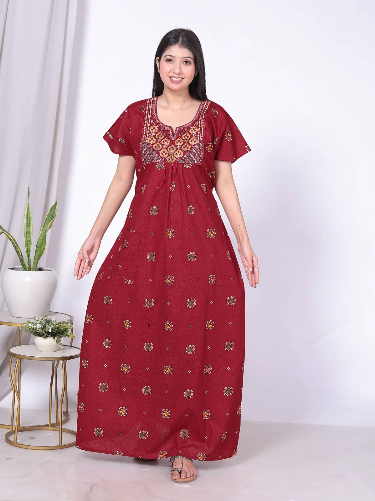 K.D.PRINTS Multi Color Cotton Women's Nightwear Nighty & Night Gowns ( Pack of 1 ) K.D.PRINTS Multi Color Cotton Women's Nightwear Nighty & Night Gowns ( Pack of 1 )