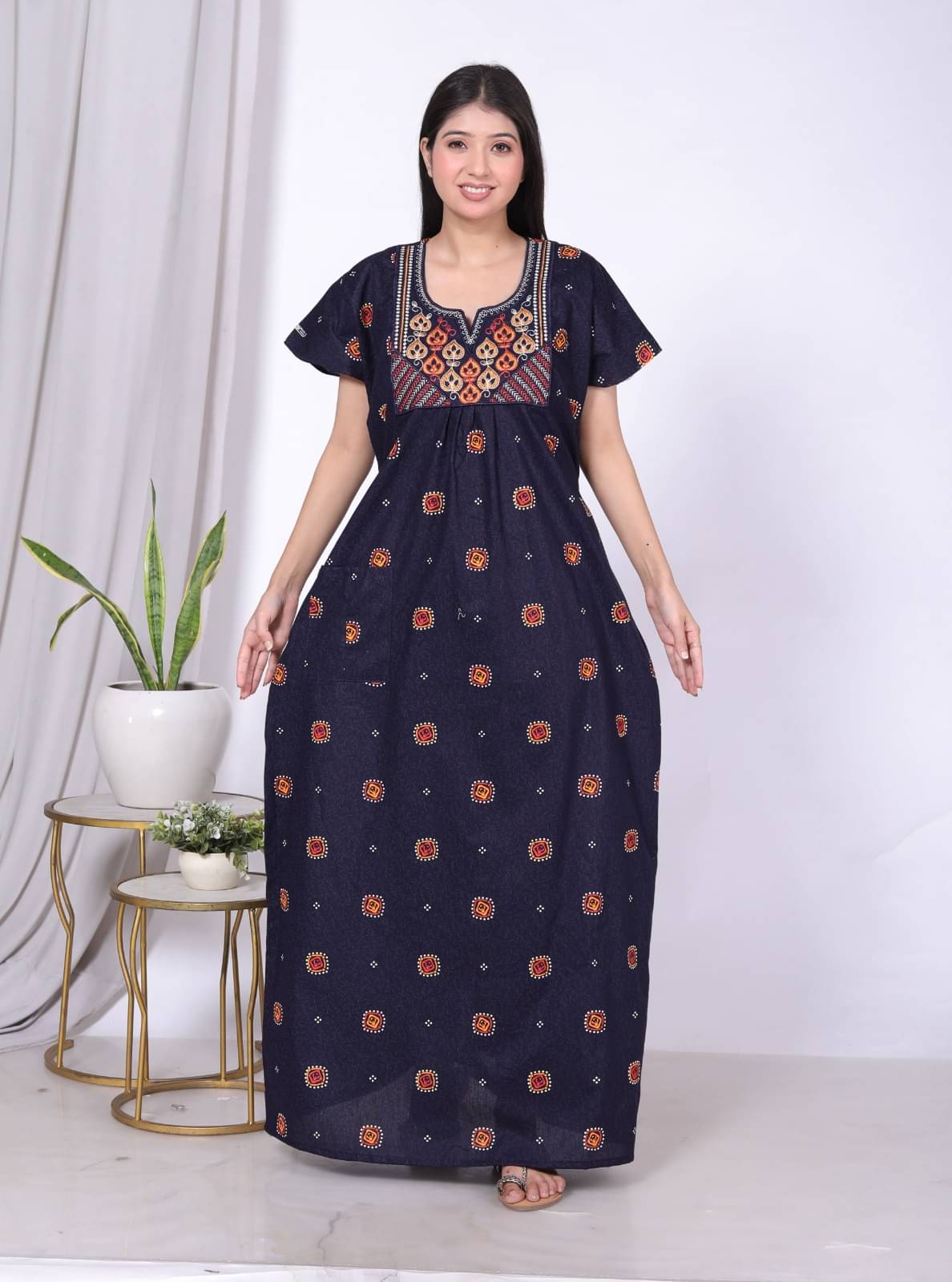     			K.D.PRINTS Multi Color Cotton Women's Nightwear Nighty & Night Gowns ( Pack of 1 )