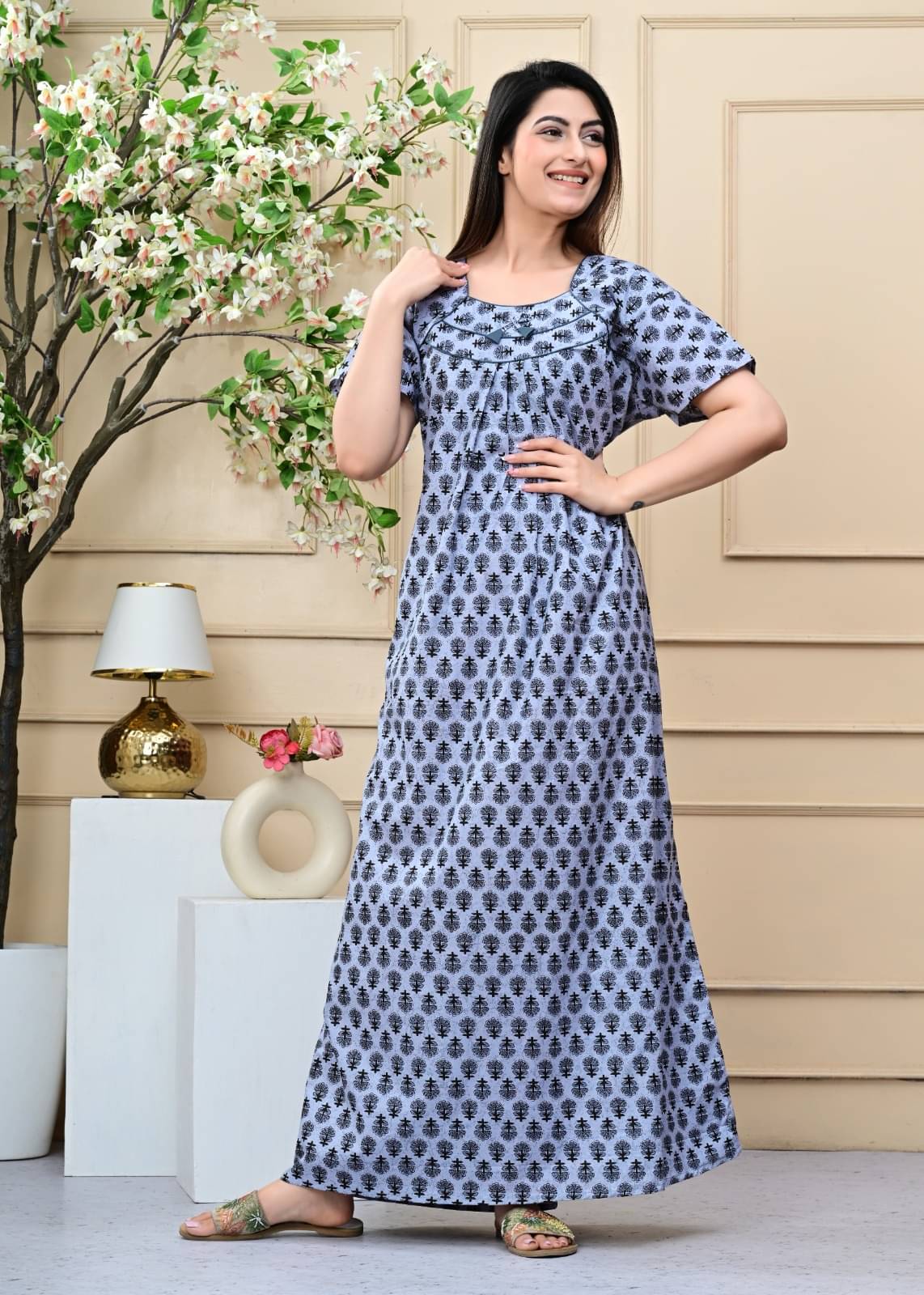 K.D.PRINTS Multi Color Cotton Women's Nightwear Nighty & Night Gowns ( Pack of 1 ) K.D.PRINTS Multi Color Cotton Women's Nightwear Nighty & Night Gowns ( Pack of 1 )