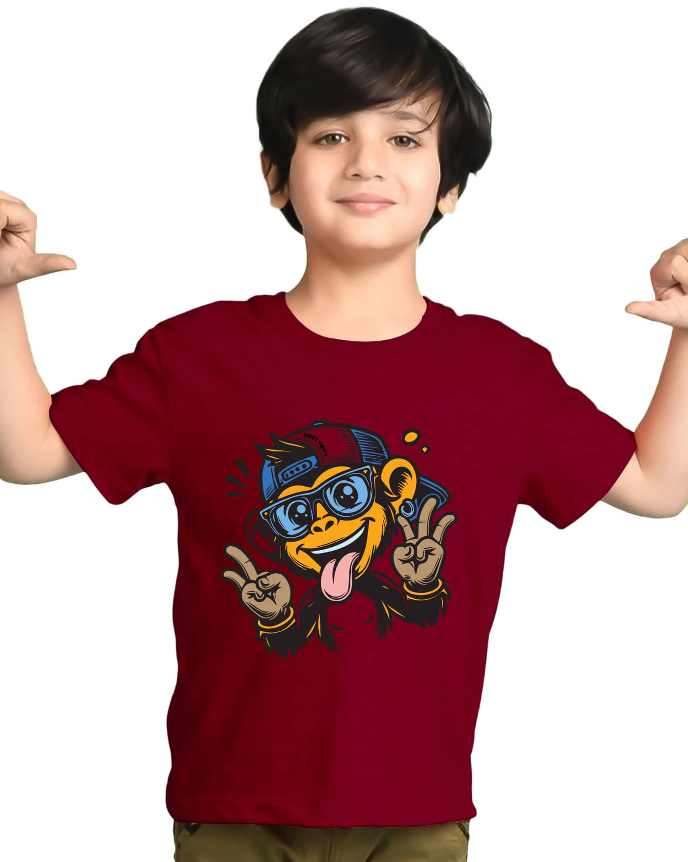     			KIDDY VIDDY Pack of 1 Boys Cotton Blend T-Shirt ( Maroon )