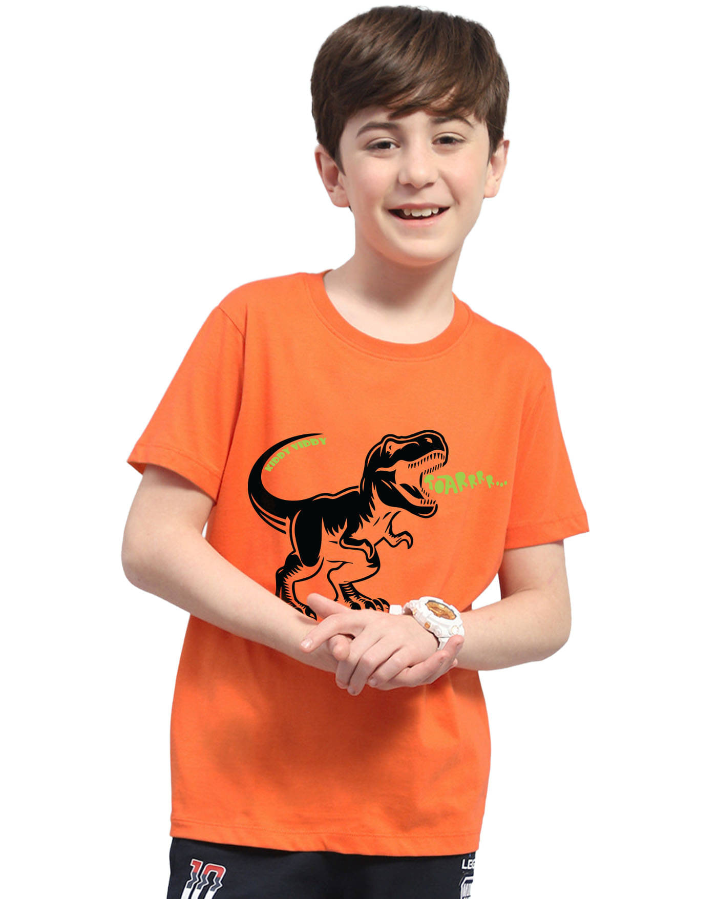     			KIDDY VIDDY Pack of 1 Boys Cotton Blend T-Shirt ( Orange )
