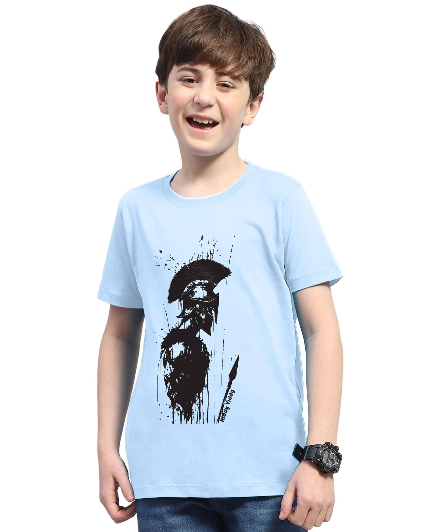     			KIDDY VIDDY Pack of 1 Boys Cotton Blend T-Shirt ( Sky Blue )
