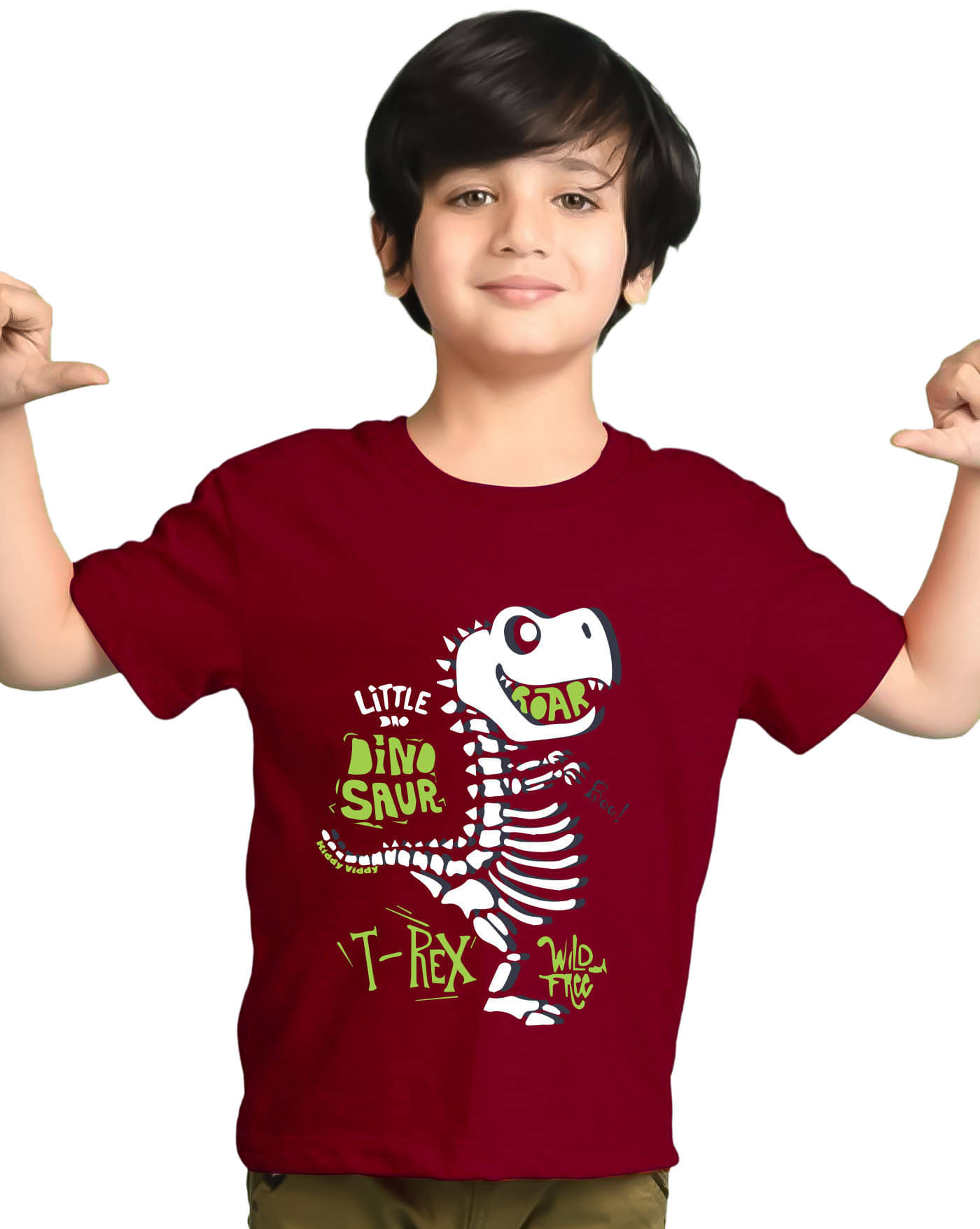     			KIDDY VIDDY Pack of 1 Boys Cotton Blend T-Shirt ( Maroon )