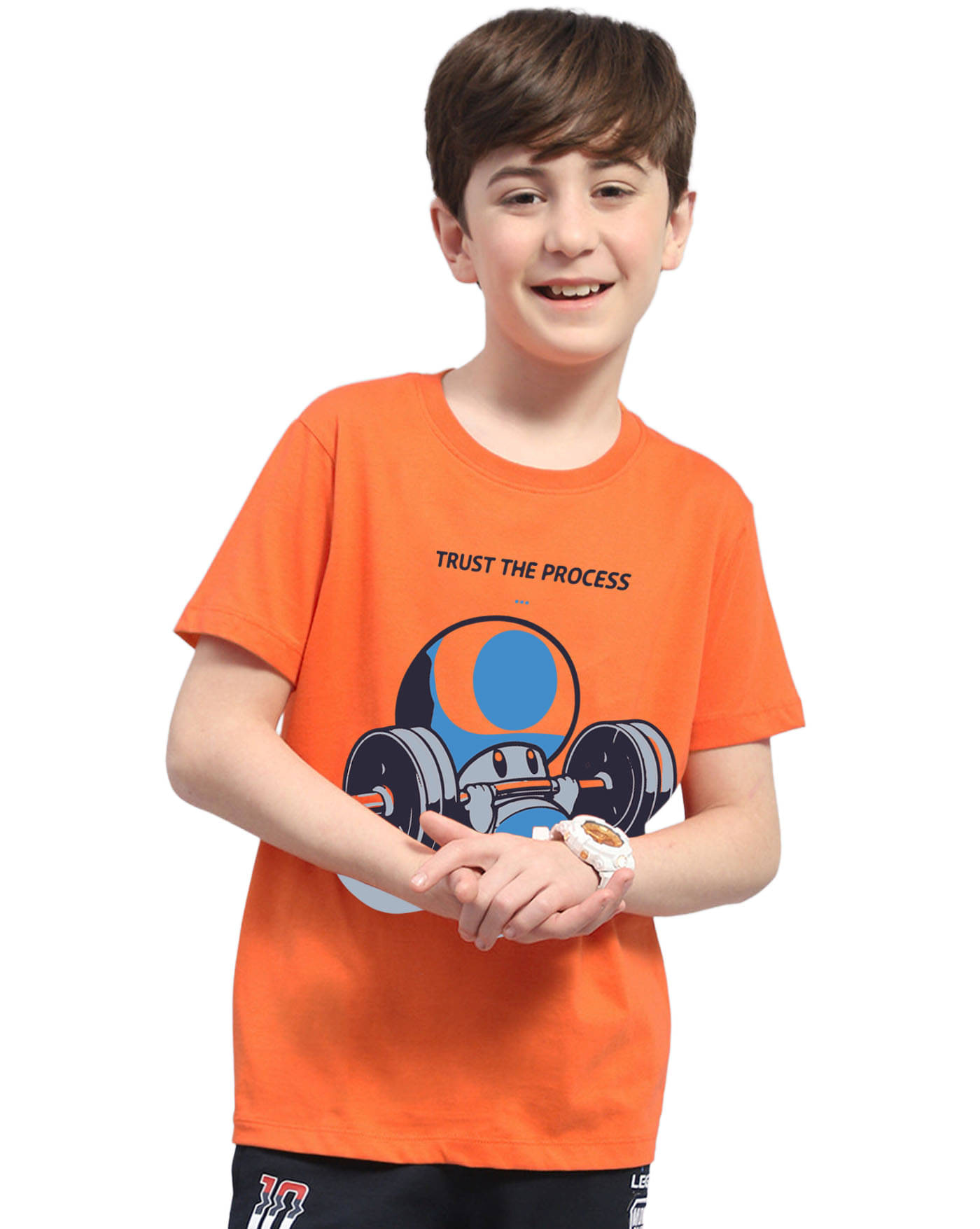     			KIDDY VIDDY Pack of 1 Boys Cotton Blend T-Shirt ( Orange )
