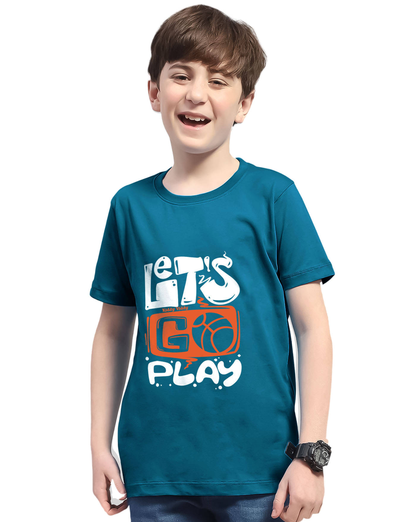     			KIDDY VIDDY Pack of 1 Boys Cotton Blend T-Shirt ( Turquoise )