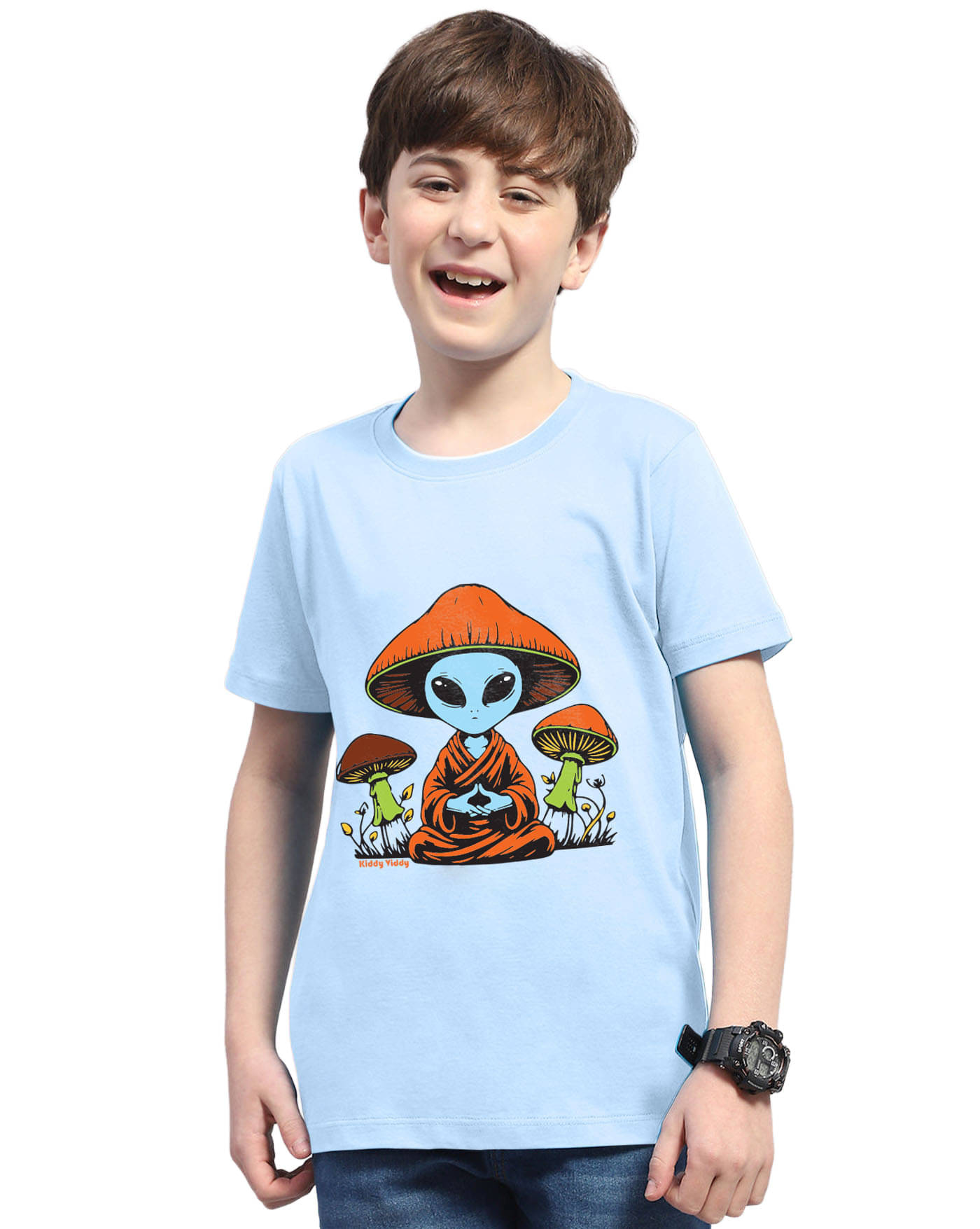     			KIDDY VIDDY Pack of 1 Boys Cotton Blend T-Shirt ( Sky Blue )