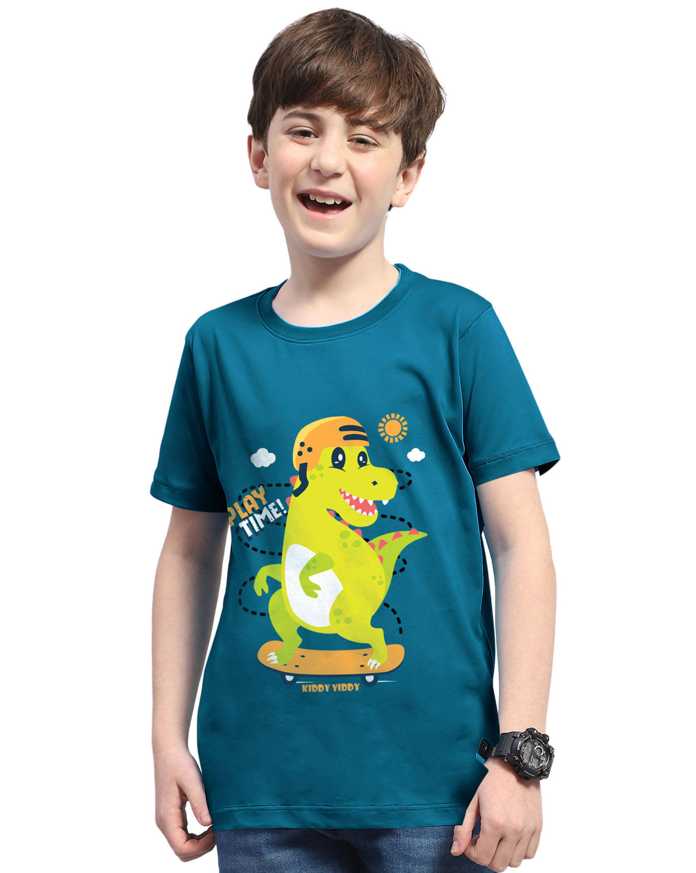     			KIDDY VIDDY Pack of 1 Boys Cotton Blend T-Shirt ( Turquoise )