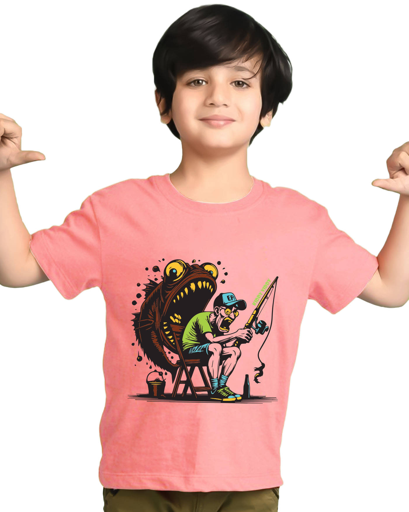     			KIDDY VIDDY Pack of 1 Boys Cotton Blend T-Shirt ( Peach )