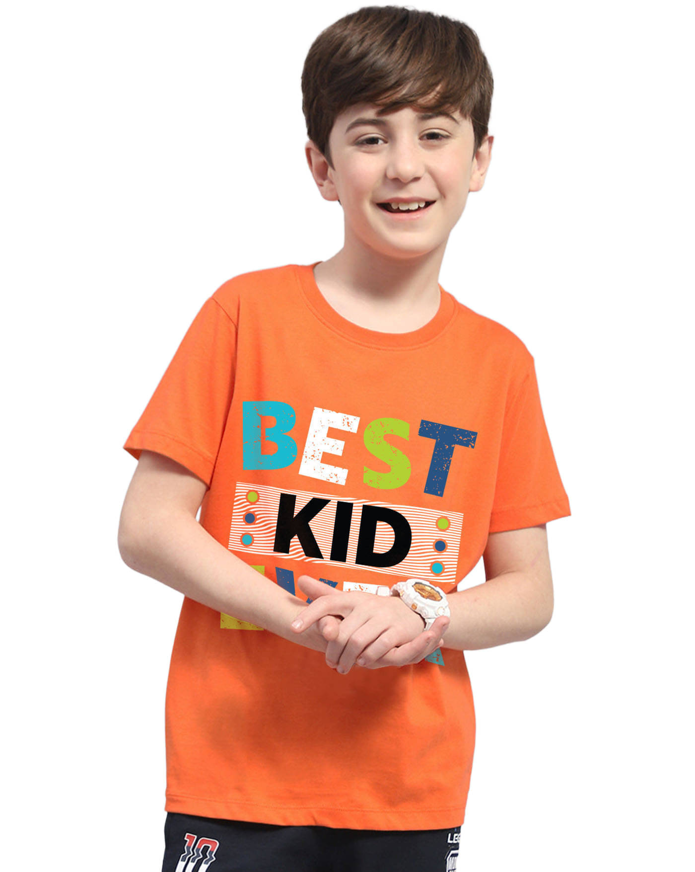     			KIDDY VIDDY Pack of 1 Boys Cotton Blend T-Shirt ( Orange )